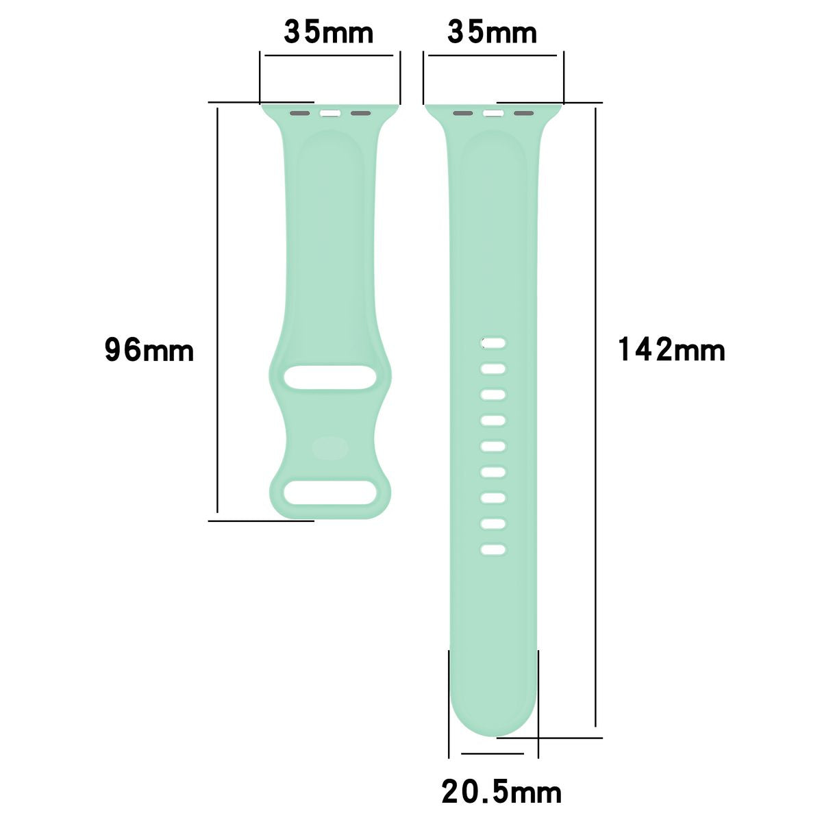 Armband für Apple Watch 44/45/46/49 mm, Bizon Strap Watch Silicone S, Minzfarben