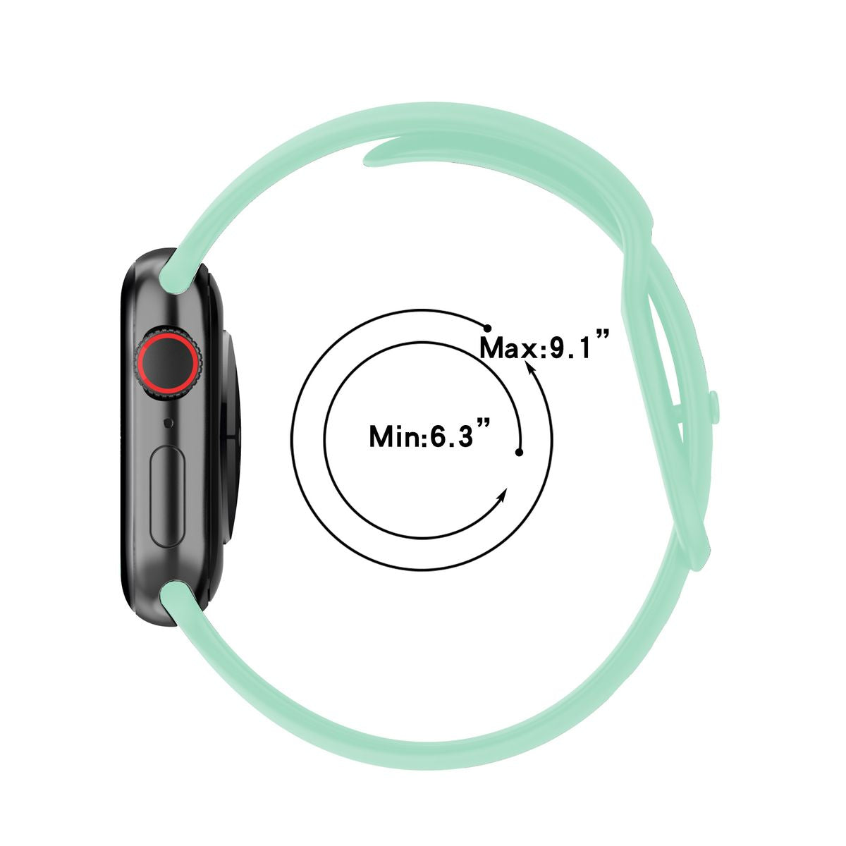 Armband für Apple Watch 44/45/46/49 mm, Bizon Strap Watch Silicone S, Minzfarben