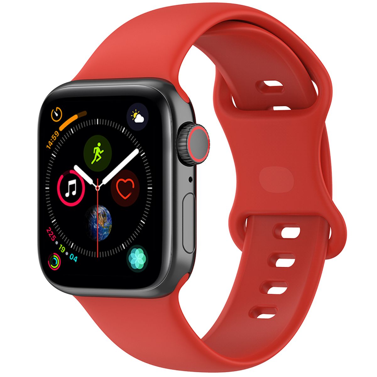 Armband für Apple Watch 44/45/46/49 mm, Bizon Strap Watch Silicone S, Rot
