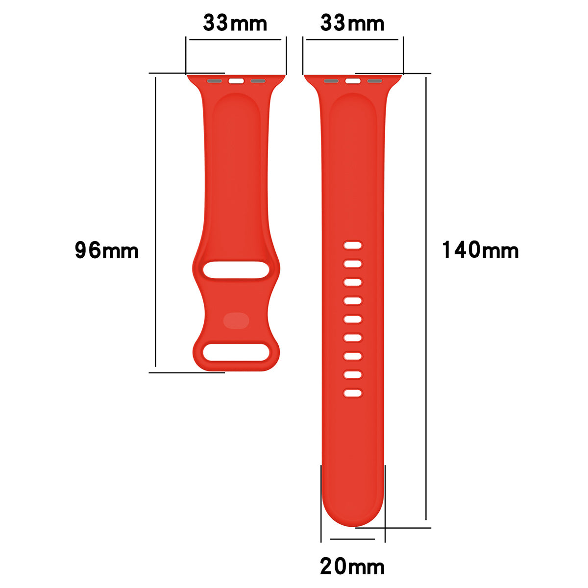 Armband für Apple Watch 44/45/46/49 mm, Bizon Strap Watch Silicone S, Rot