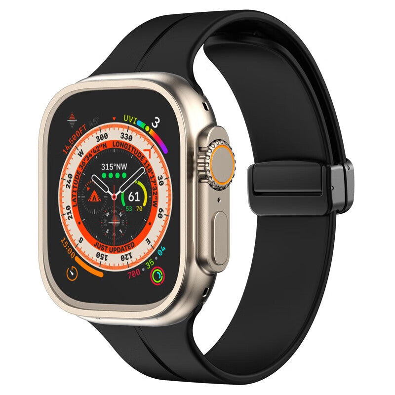 Armband für Apple Watch 44/45/46/49 mm, Bizon Strap Watch Silicone L, Black