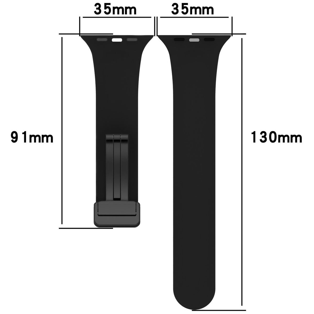 Armband für Apple Watch 44/45/46/49 mm, Bizon Strap Watch Silicone L, Black