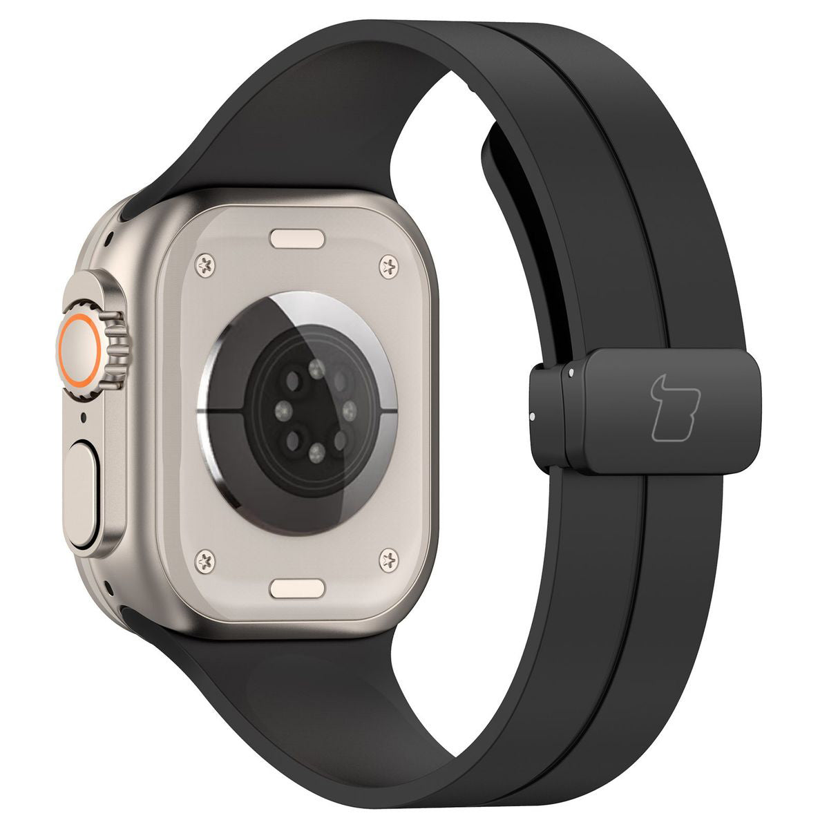 Armband für Apple Watch 44/45/46/49 mm, Bizon Strap Watch Silicone L, Black