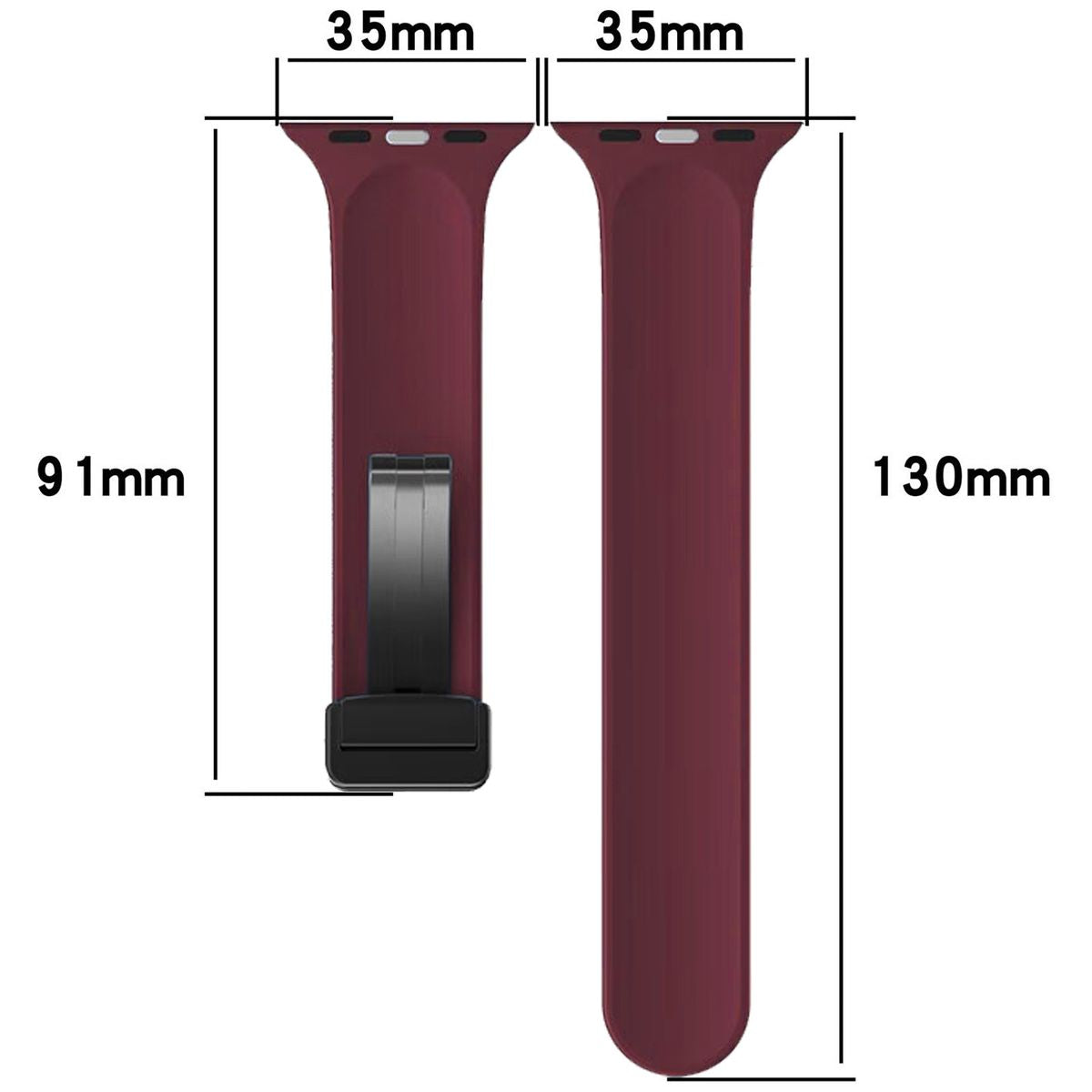 Armband für Apple Watch 44/45/46/49 mm, Bizon Strap Watch Silicone L, Burgunderrot