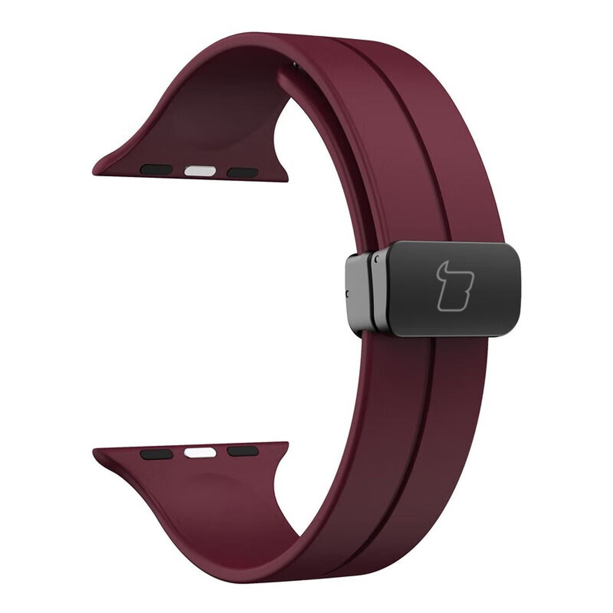 Armband für Apple Watch 44/45/46/49 mm, Bizon Strap Watch Silicone L, Burgunderrot