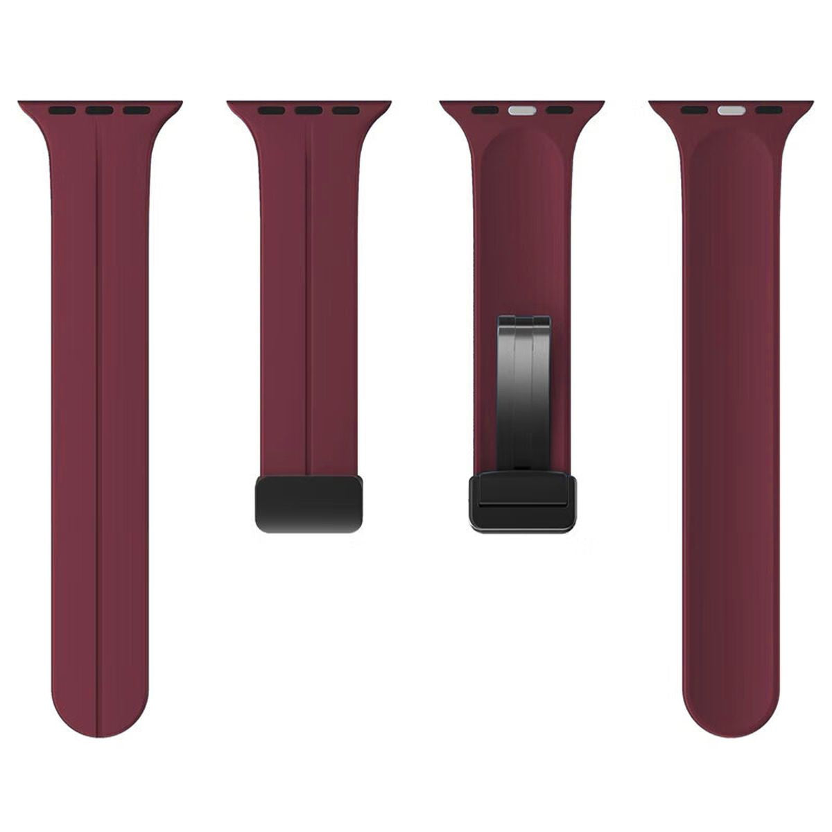 Armband für Apple Watch 44/45/46/49 mm, Bizon Strap Watch Silicone L, Burgunderrot