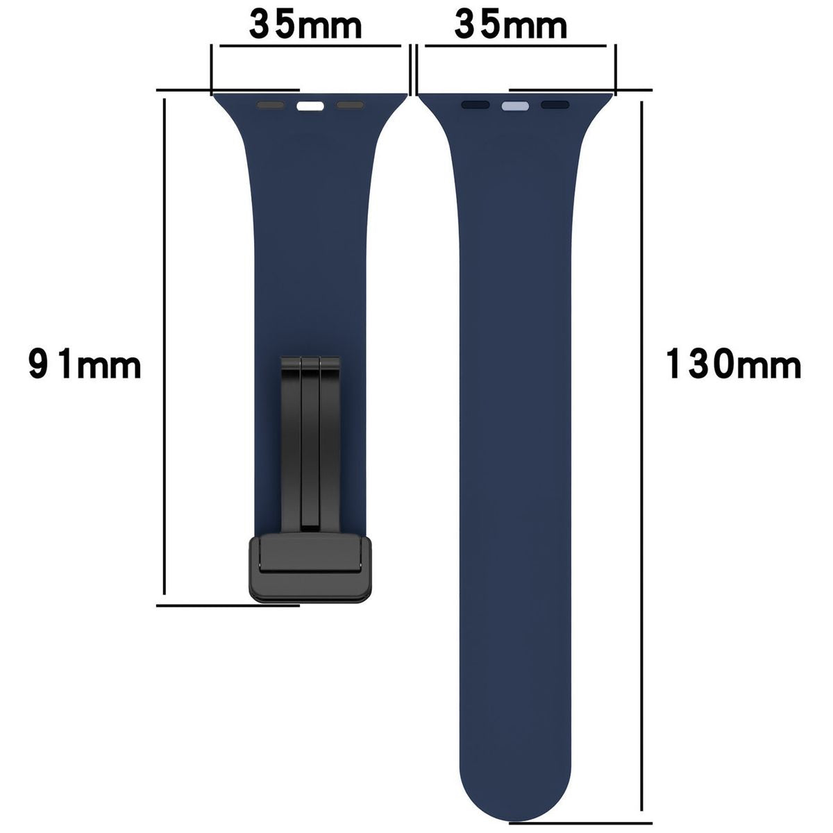 Armband für Apple Watch 44/45/46/49 mm, Bizon Strap Watch Silicone L, Dunkelblau