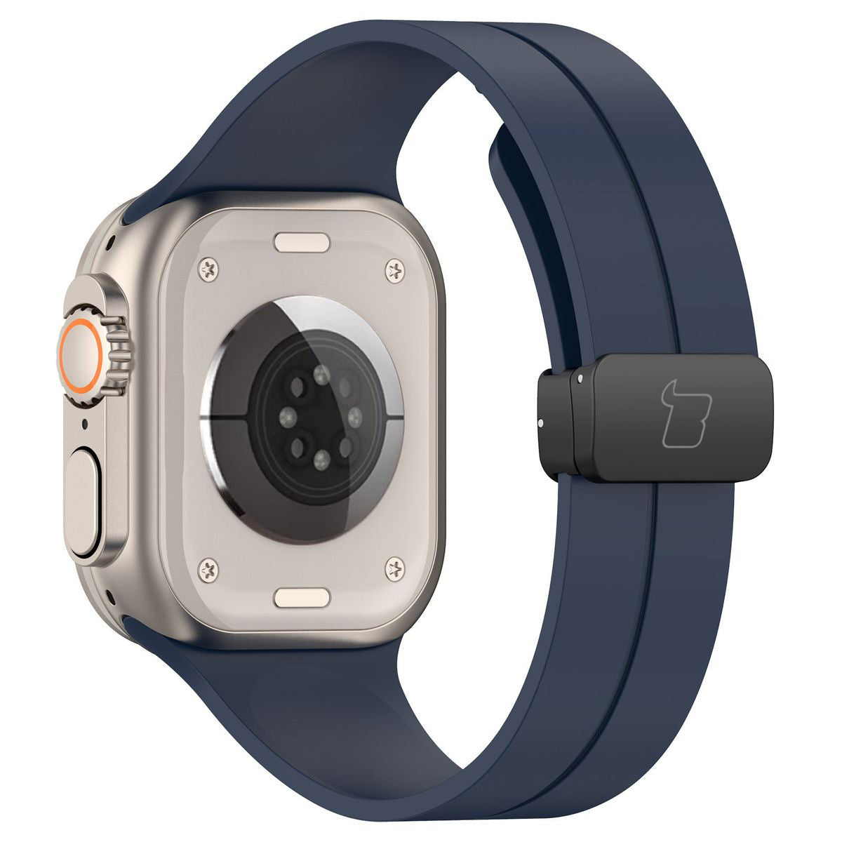 Armband für Apple Watch 44/45/46/49 mm, Bizon Strap Watch Silicone L, Dunkelblau