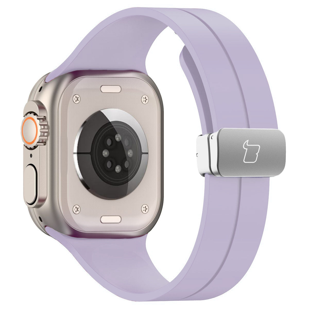 Armband für Apple Watch 44/45/46/49 mm, Bizon Strap Watch Silicone L, Lavender