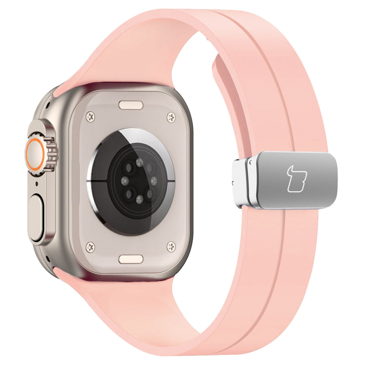 Armband für Apple Watch 44/45/46/49 mm, Bizon Strap Watch Silicone L, Light Pink