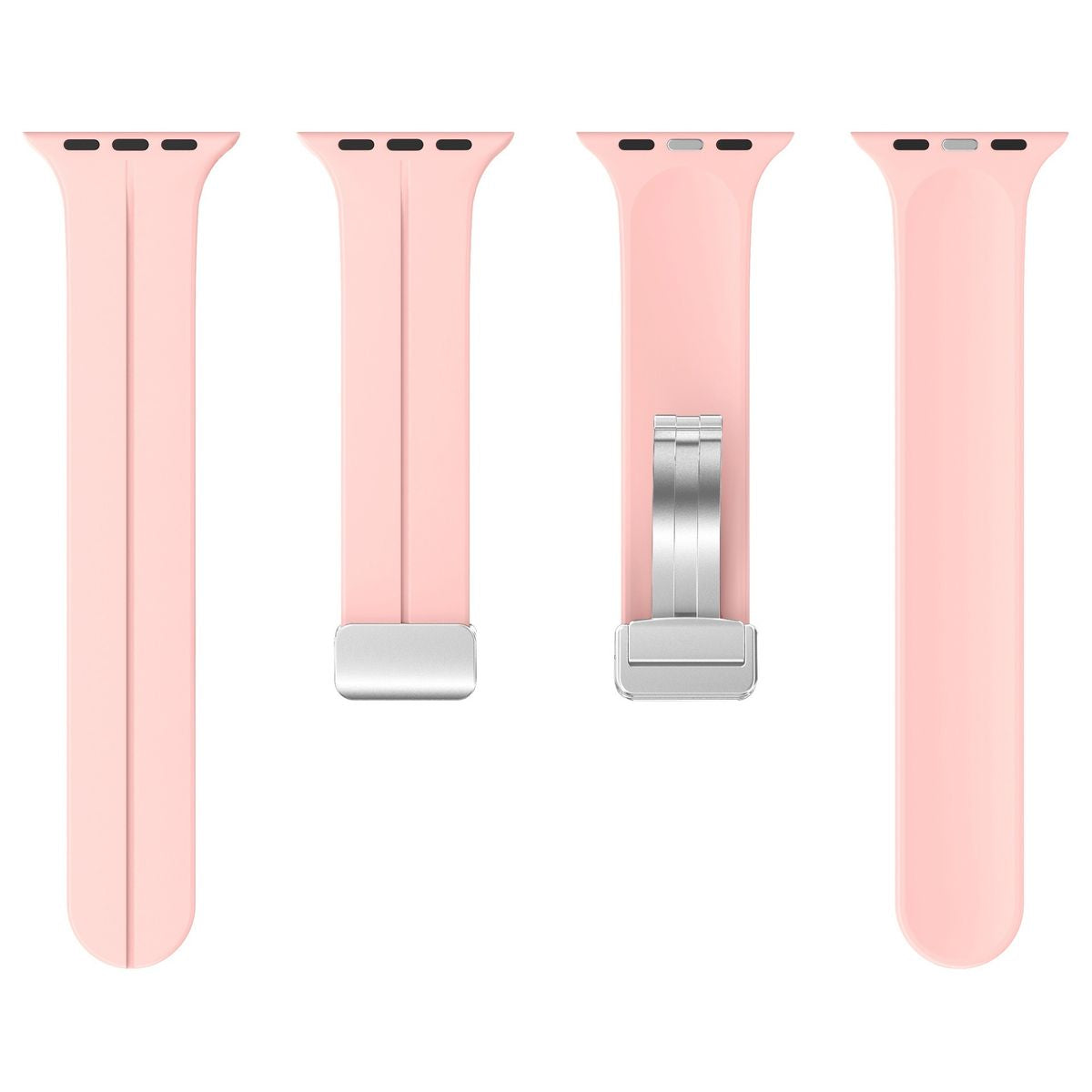 Armband für Apple Watch 44/45/46/49 mm, Bizon Strap Watch Silicone L, Light Pink