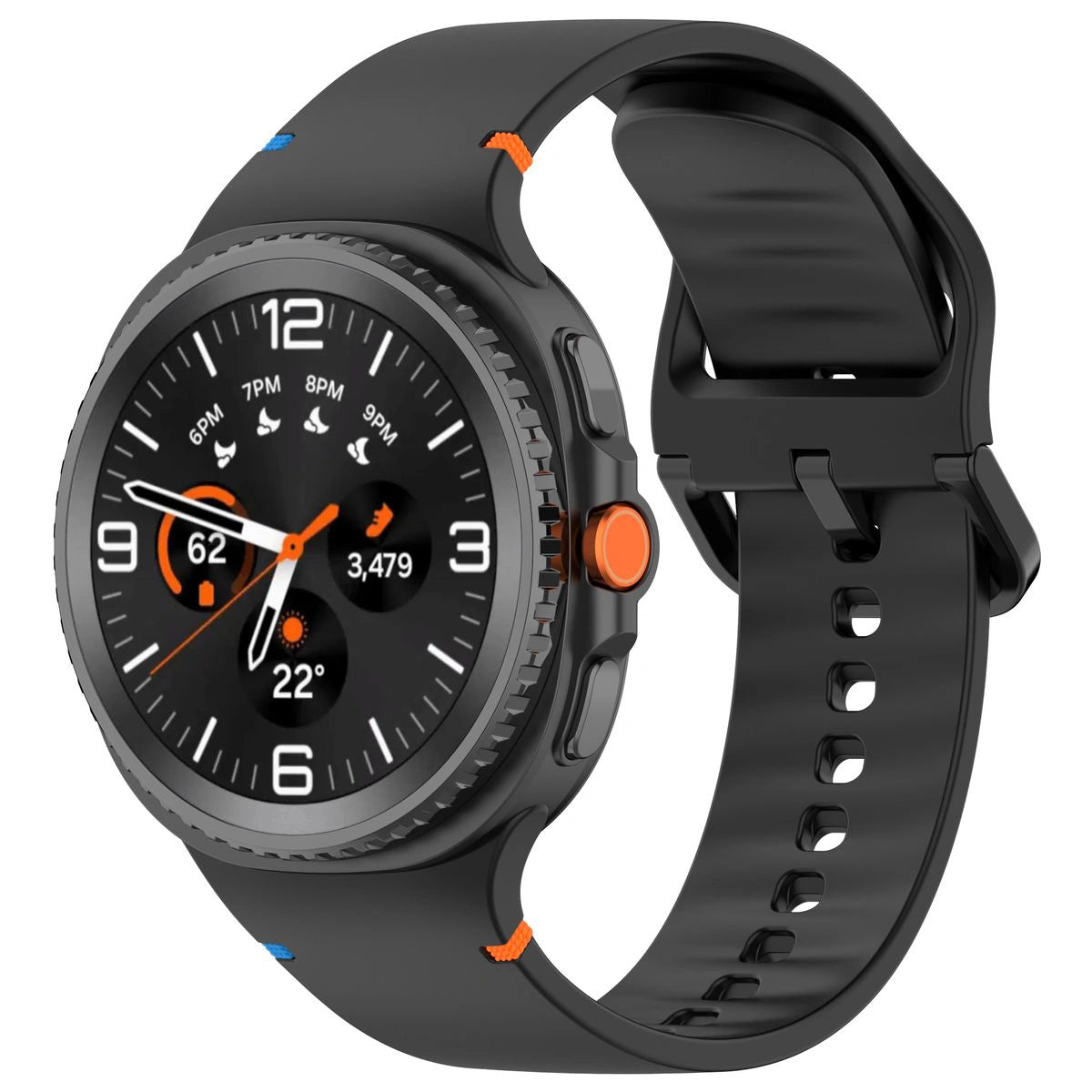 Armband für Galaxy Watch 8 40 mm / 44 mm / 8 Classic 46 mm, Bizon Strap Watch Silicone G, Schwarz