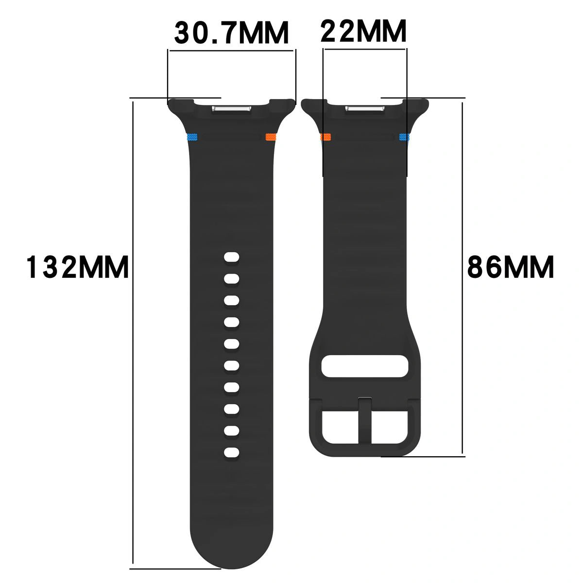 Armband für Galaxy Watch 8 40 mm / 44 mm / 8 Classic 46 mm, Bizon Strap Watch Silicone G, Schwarz