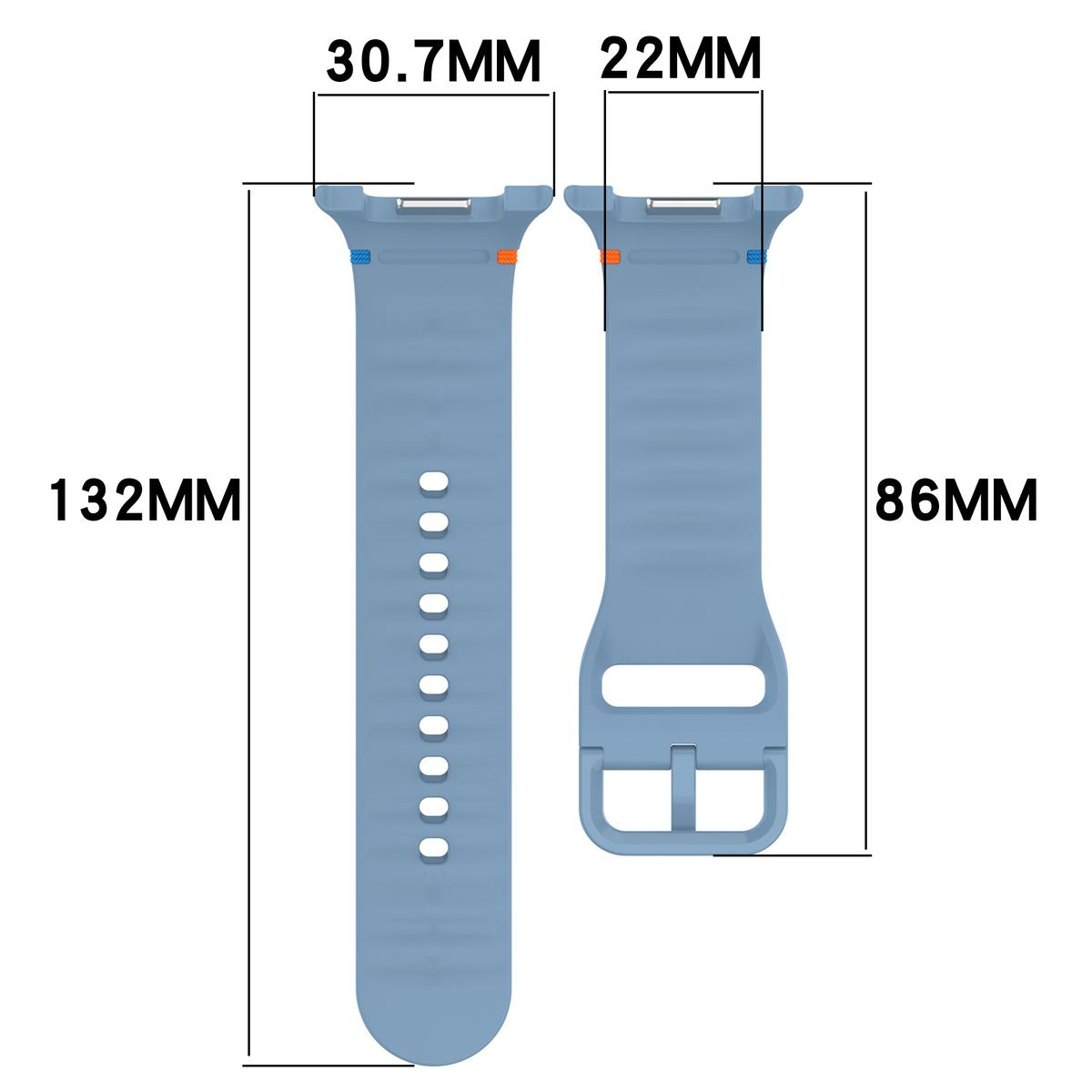 Armband für Galaxy Watch 9 40 mm / 44 mm / 8 40 mm / 44 mm / 8 Classic 46 mm, Bizon Strap Watch Silicone G, Blau