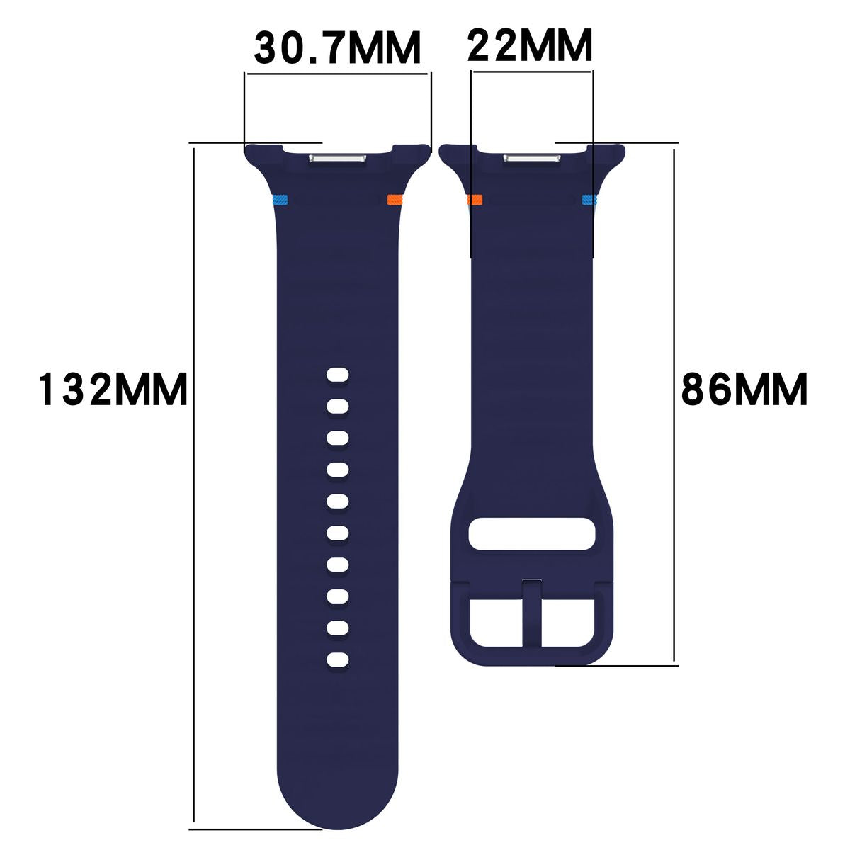 Armband für Galaxy Watch 9 40 mm / 44 mm / 8 40 mm / 44 mm / 8 Classic 46 mm, Bizon Strap Watch Silicone G, Marineblau