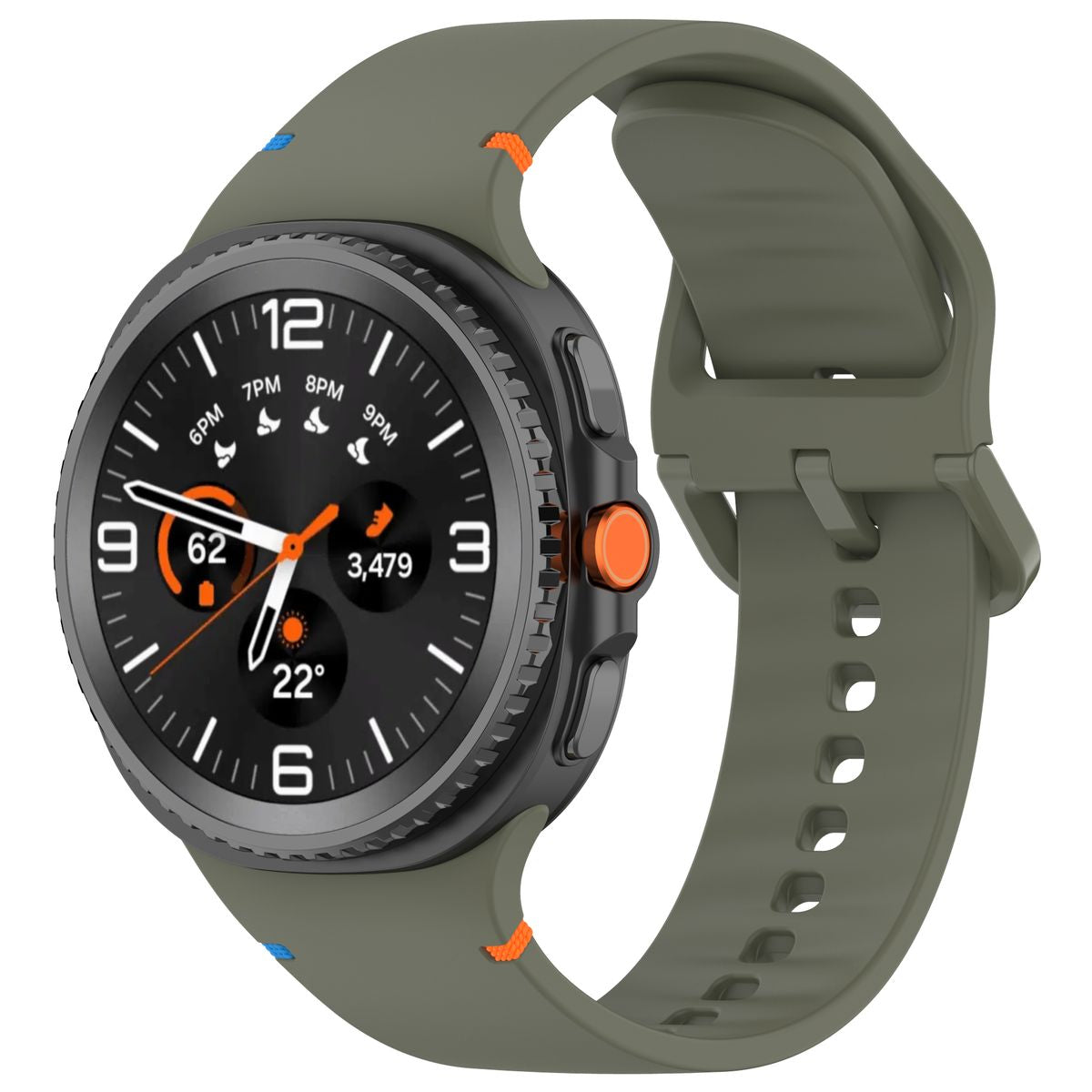Armband für Galaxy Watch 9 40 mm / 44 mm / 8 40 mm / 44 mm / 8 Classic 46 mm, Bizon Strap Watch Silicone G, Dunkelgrün