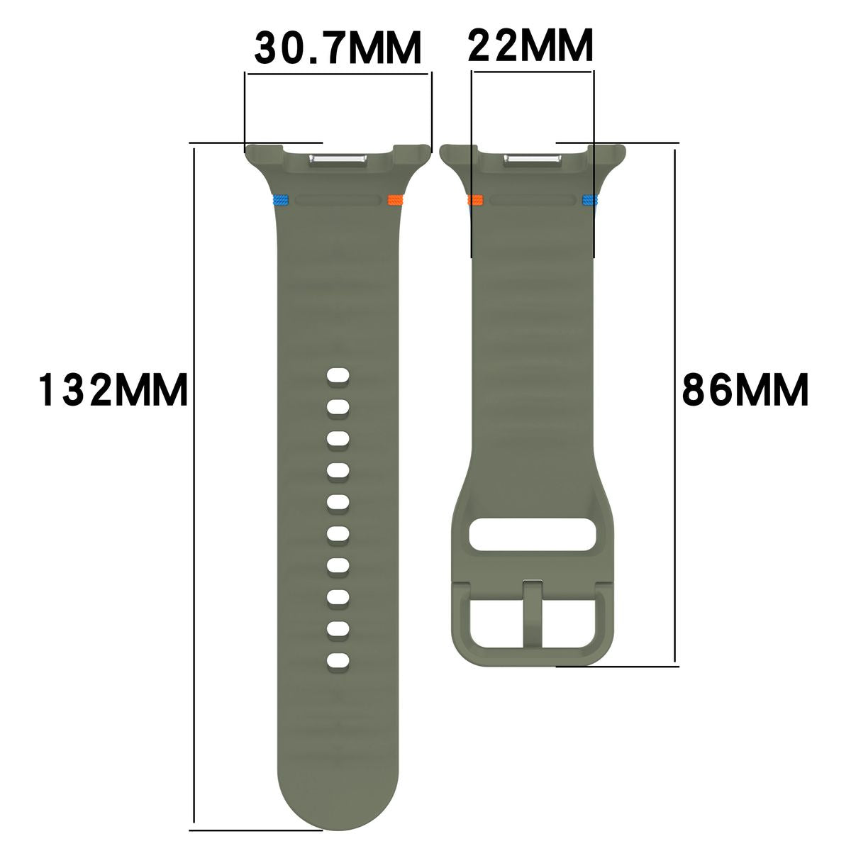 Armband für Galaxy Watch 9 40 mm / 44 mm / 8 40 mm / 44 mm / 8 Classic 46 mm, Bizon Strap Watch Silicone G, Dunkelgrün