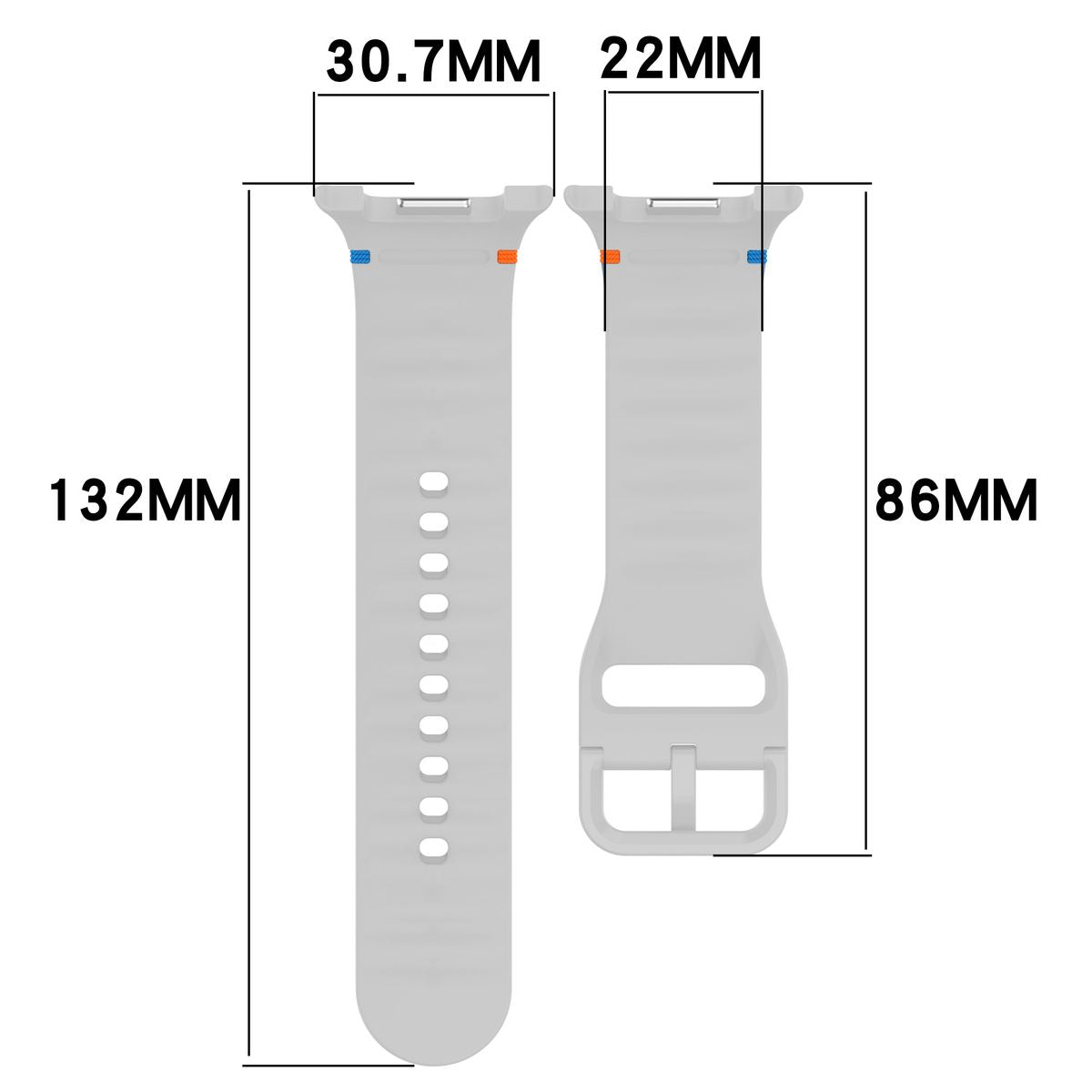 Armband für Galaxy Watch 9 40 mm / 44 mm / 8 40 mm / 44 mm / 8 Classic 46 mm, Bizon Strap Watch Silicone G, Hellgrau