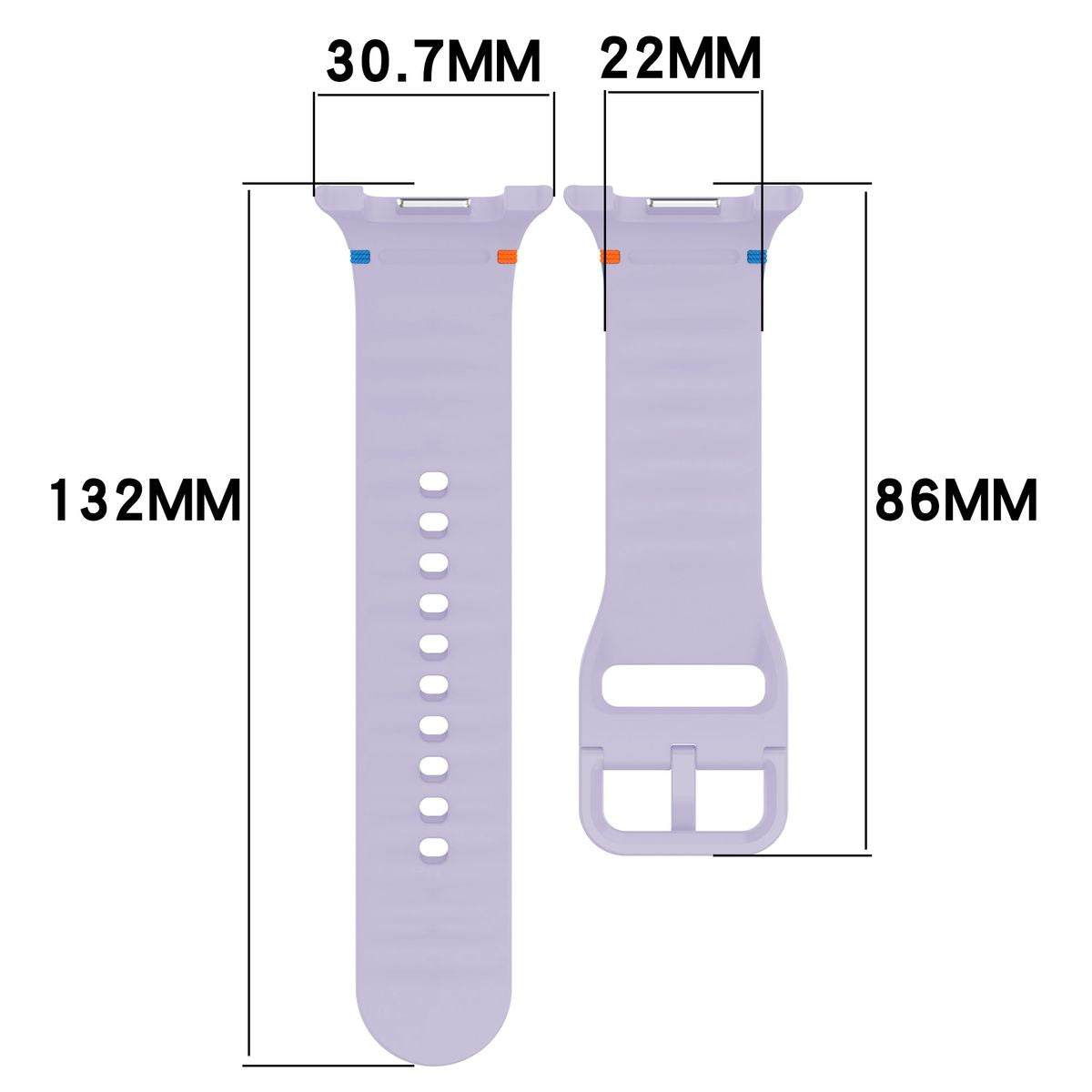 Armband für Galaxy Watch 9 40 mm / 44 mm / 8 40 mm / 44 mm / 8 Classic 46 mm, Bizon Strap Watch Silicone G, Hellviolett