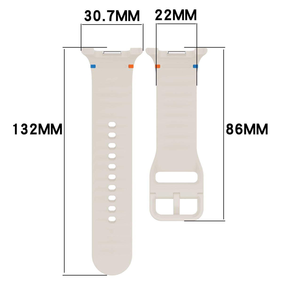 Armband für Galaxy Watch 9 40 mm / 44 mm / 8 40 mm / 44 mm / 8 Classic 46 mm, Bizon Strap Watch Silicone G, Beige