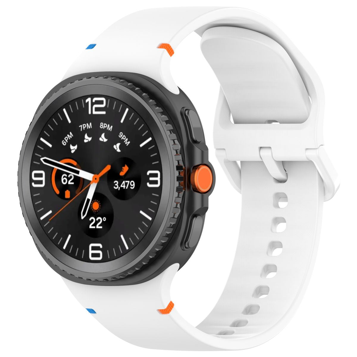 Armband für Galaxy Watch 9 40 mm / 44 mm / 8 40 mm / 44 mm / 8 Classic 46 mm, Bizon Strap Watch Silicone G, Weiß
