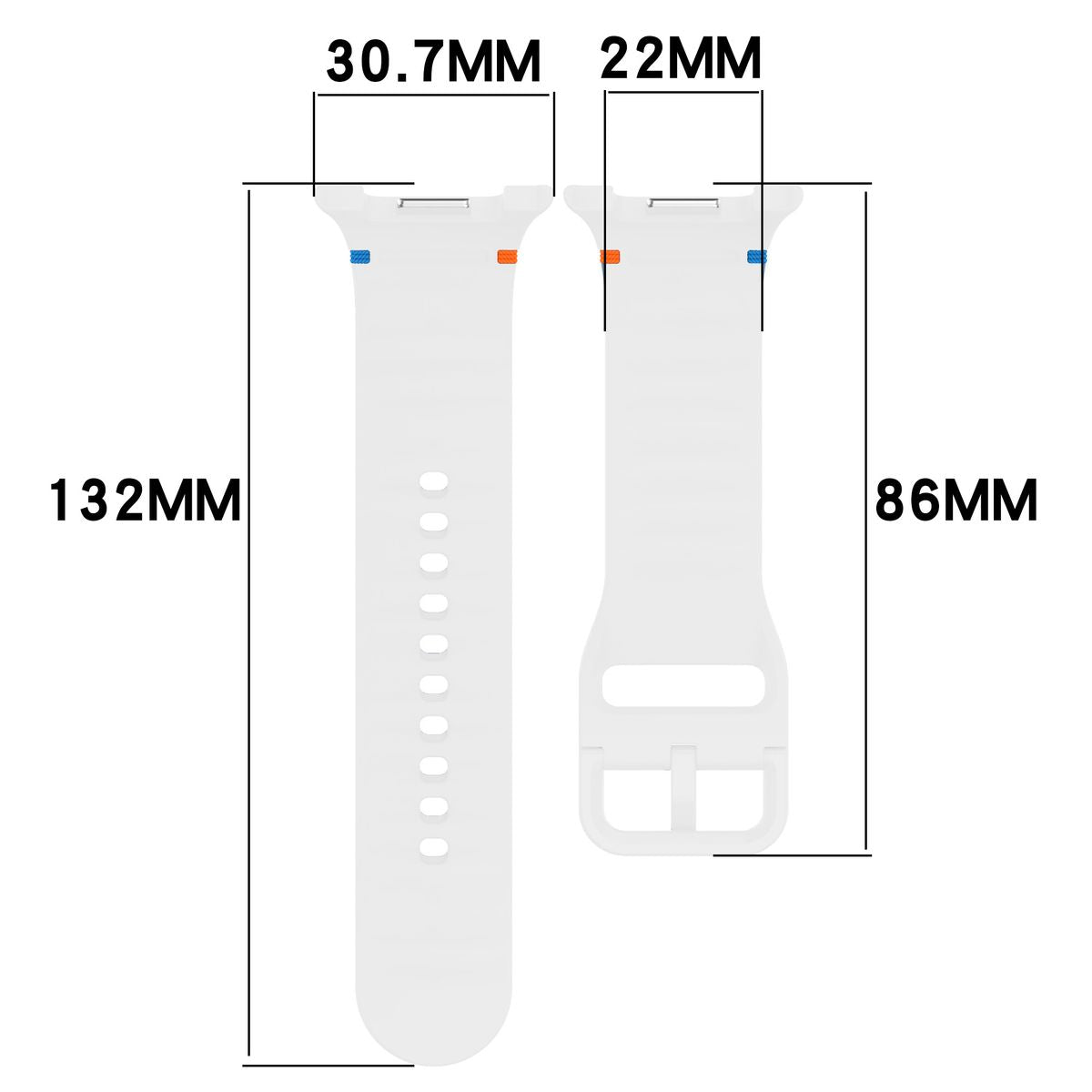 Armband für Galaxy Watch 9 40 mm / 44 mm / 8 40 mm / 44 mm / 8 Classic 46 mm, Bizon Strap Watch Silicone G, Weiß