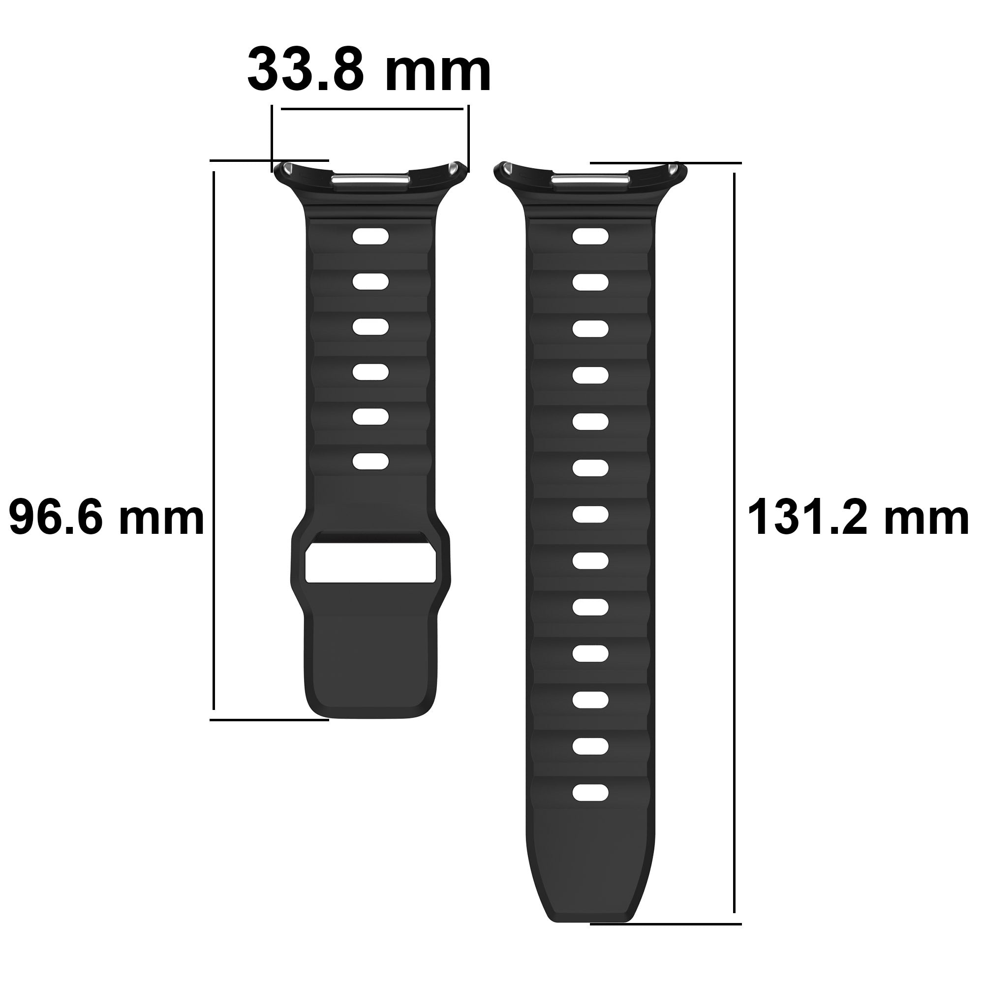 Armband für Galaxy Watch Ultra 2 / 1, Bizon Strap Watch Silicone G, Schwarz