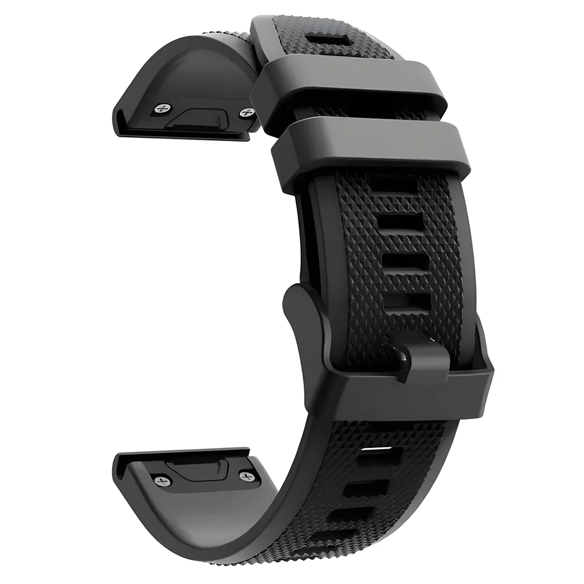Silikonarmband für Garmin QuickFit 22 mm, Bizon Strap Watch Silicone Plus, Schwarz