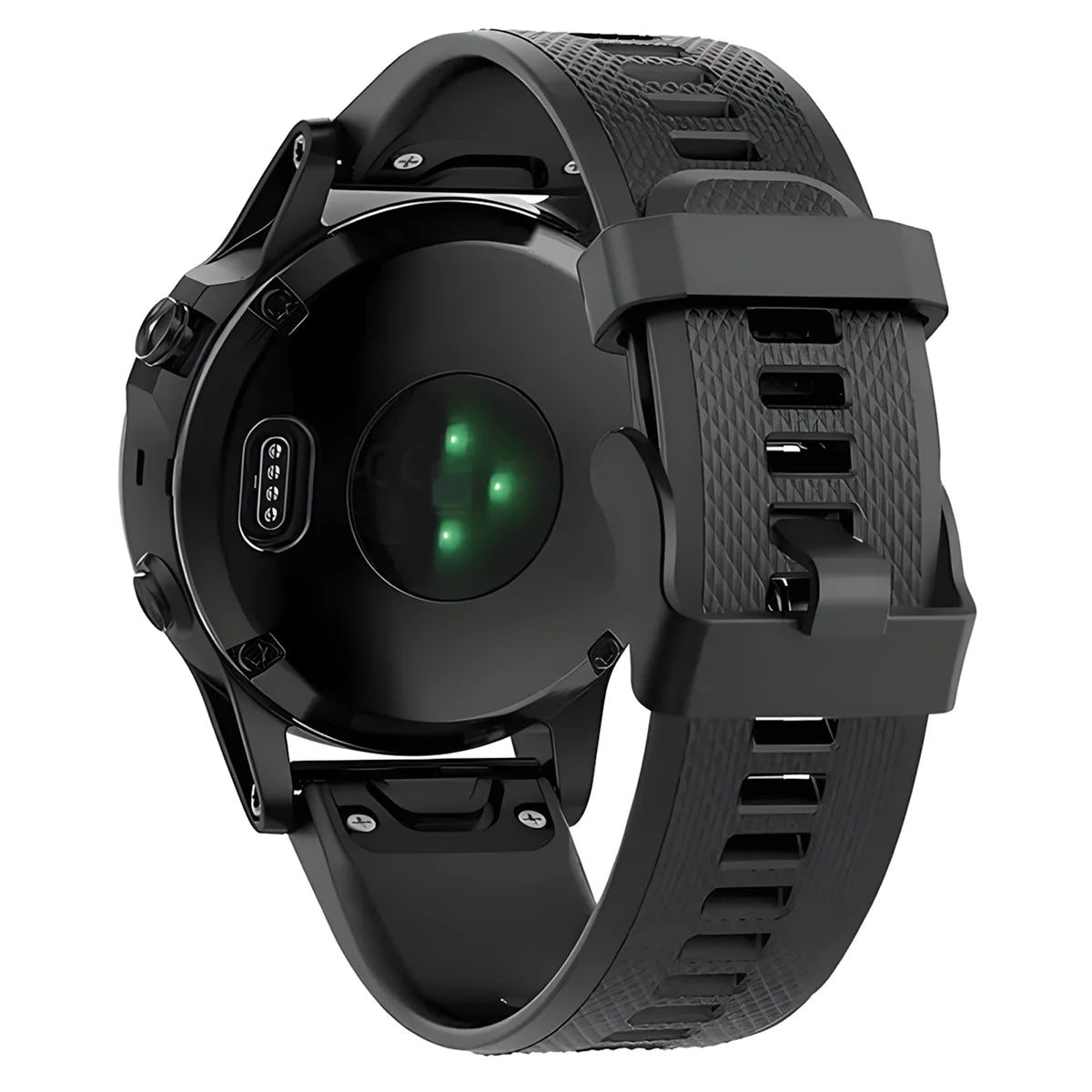 Silikonarmband für Garmin QuickFit 22 mm, Bizon Strap Watch Silicone Plus, Schwarz