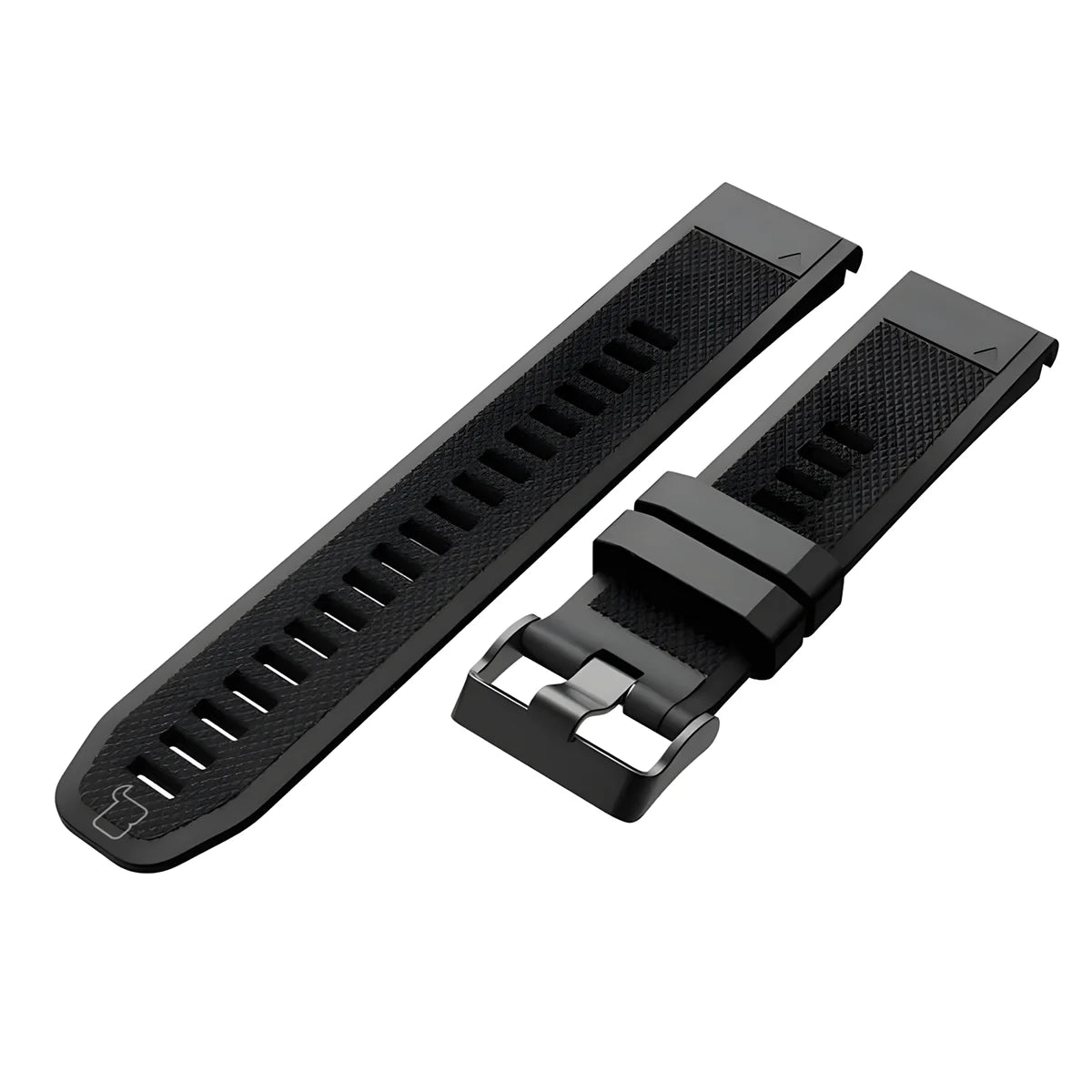 Silikonarmband für Garmin QuickFit 22 mm, Bizon Strap Watch Silicone Plus, Schwarz