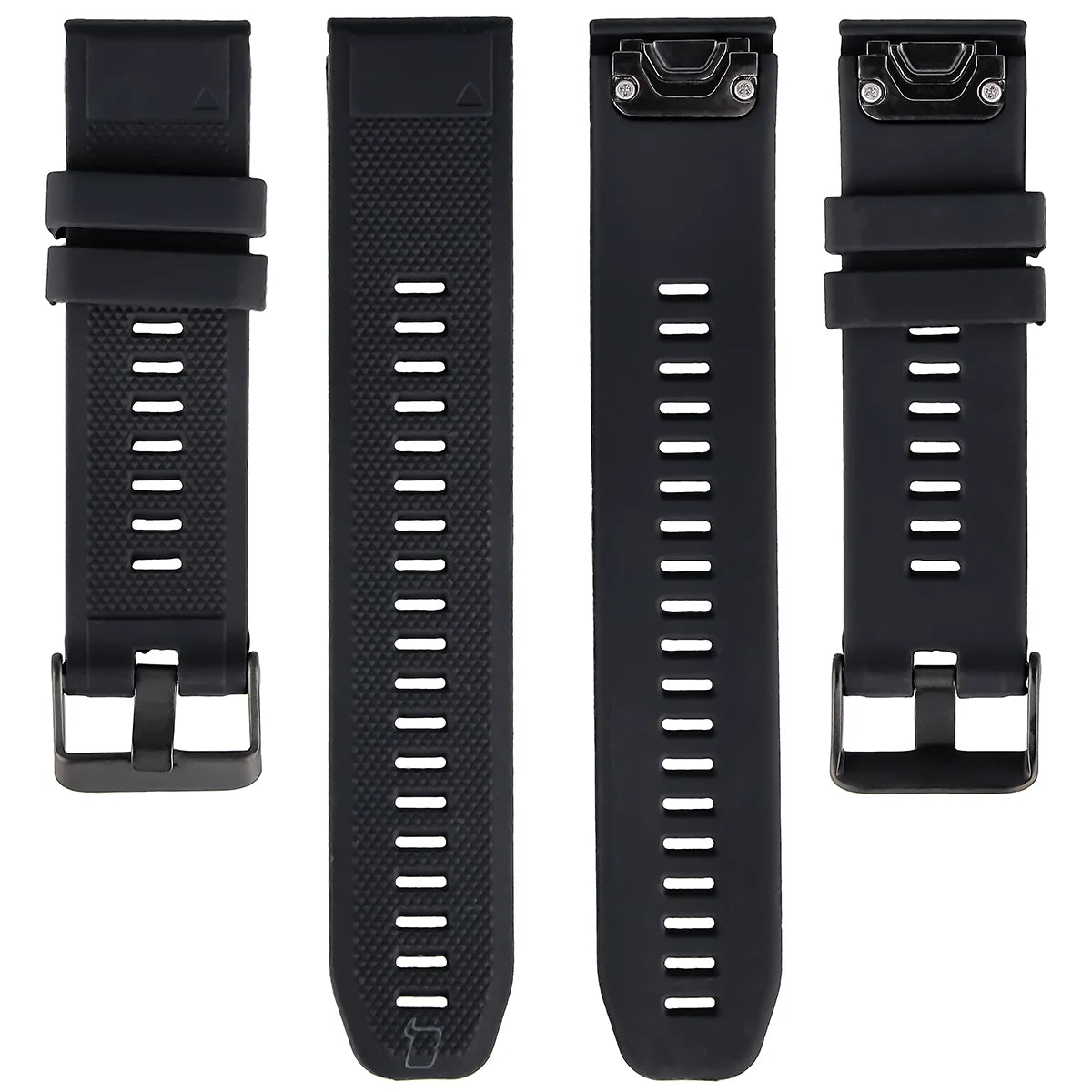 Silikonarmband für Garmin QuickFit 22 mm, Bizon Strap Watch Silicone Plus, Schwarz