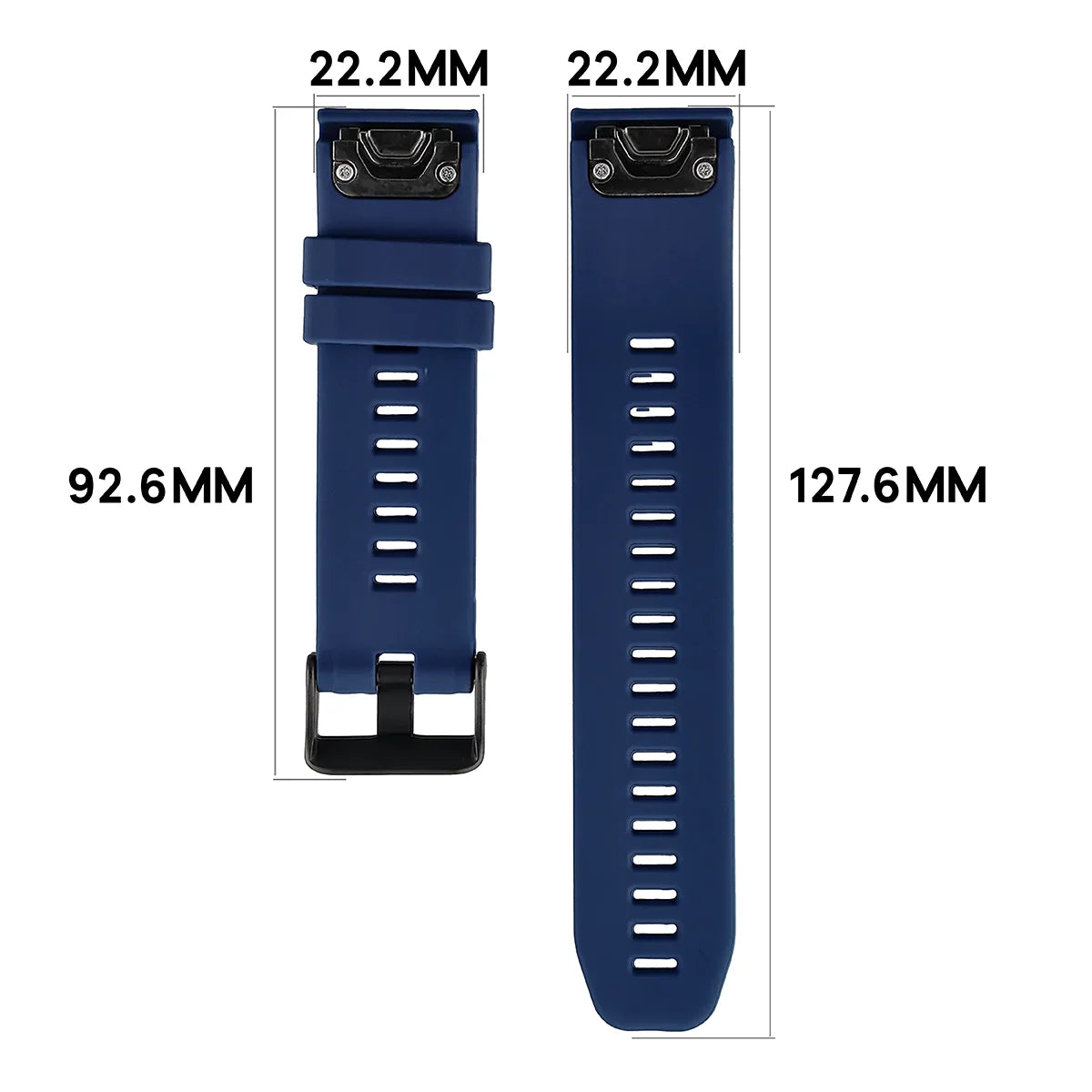 Silikonarmband für Garmin QuickFit 22 mm, Bizon Strap Watch Silicone Plus, Dunkelblau