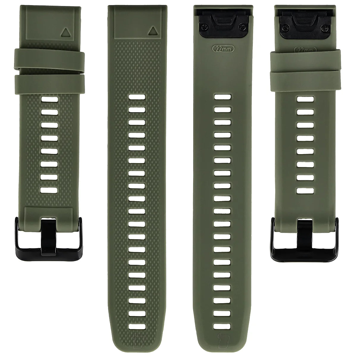 Silikonarmband für Garmin QuickFit 22 mm, Bizon Strap Watch Silicone Plus, Dunkelgrün