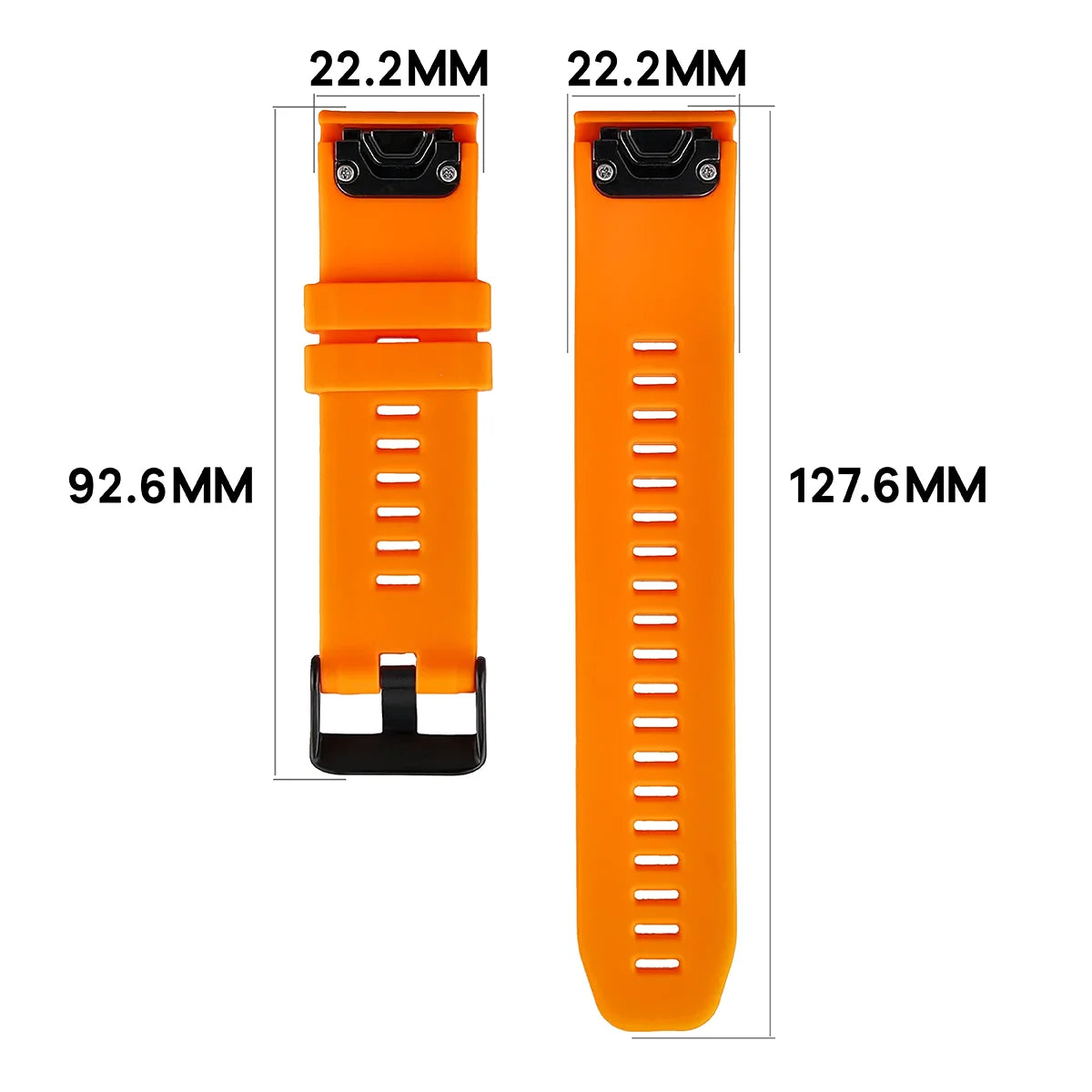 Silikonarmband für Garmin QuickFit 22 mm, Bizon Strap Watch Silicone Plus, Orange
