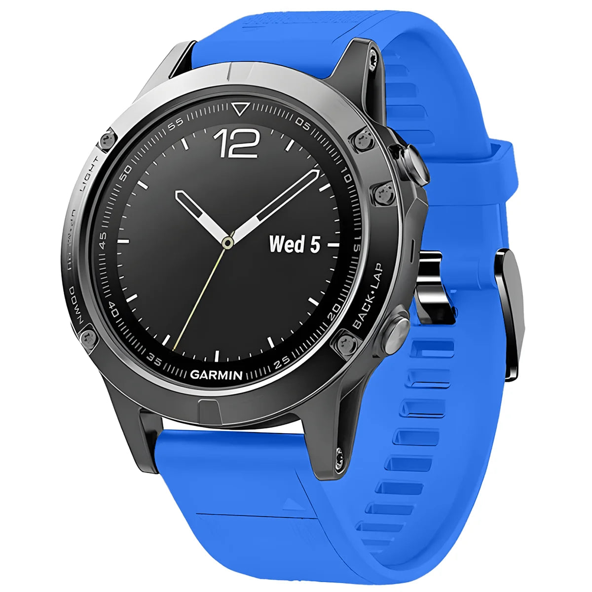 Silikonarmband für Garmin QuickFit 22 mm, Bizon Strap Watch Silicone Plus, Saphirblau