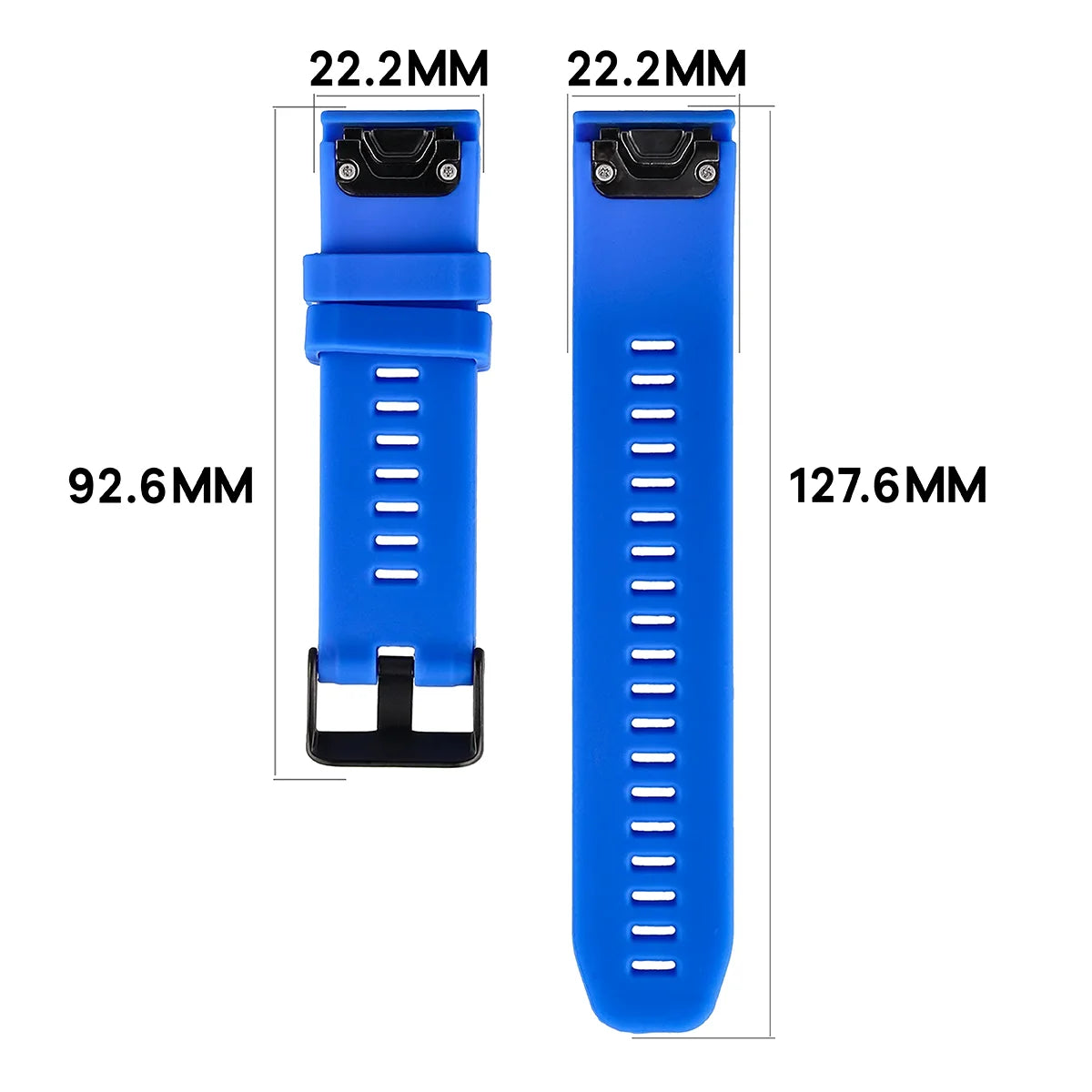 Silikonarmband für Garmin QuickFit 22 mm, Bizon Strap Watch Silicone Plus, Saphirblau
