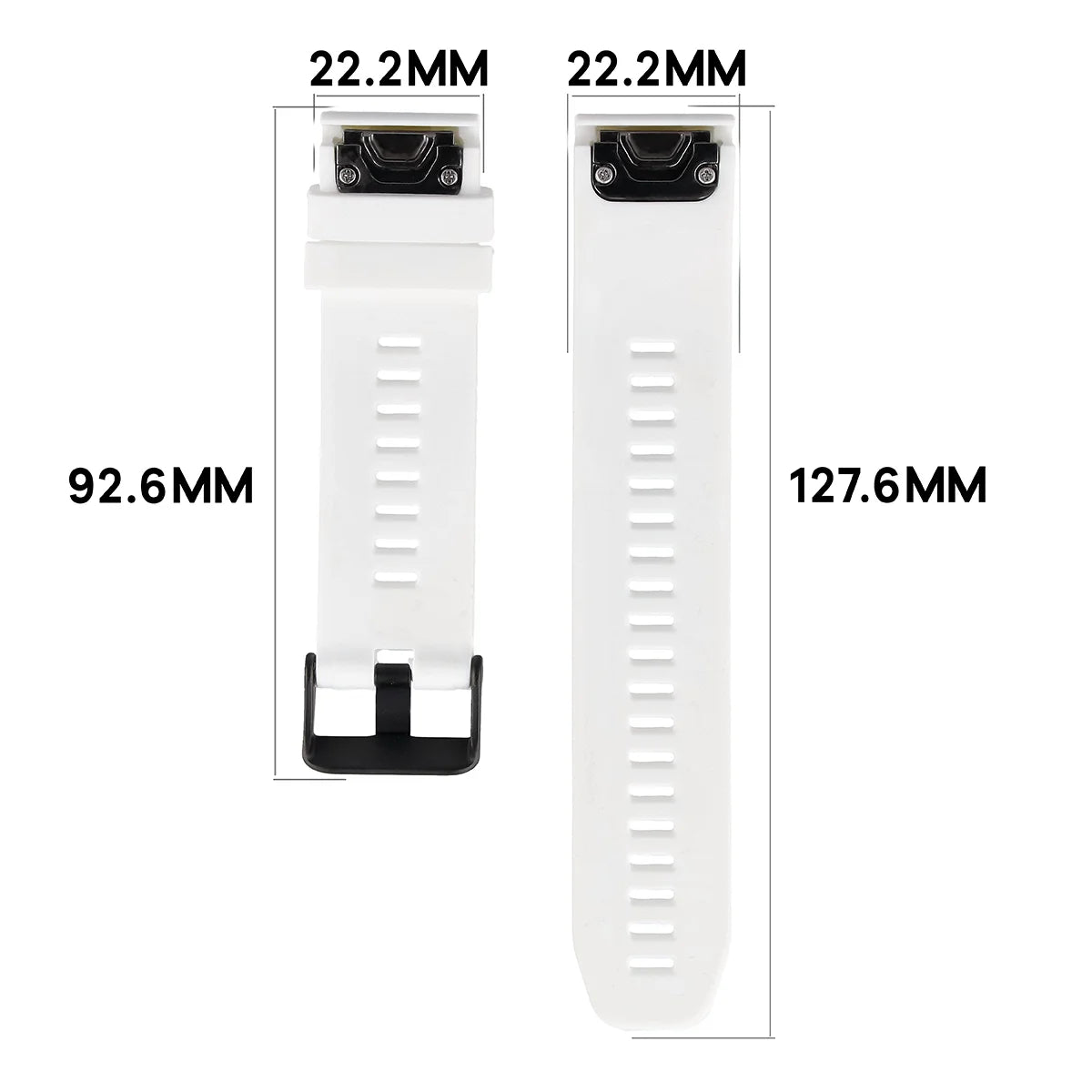 Silikonarmband für Garmin QuickFit 22 mm, Bizon Strap Watch Silicone Plus, Weiß