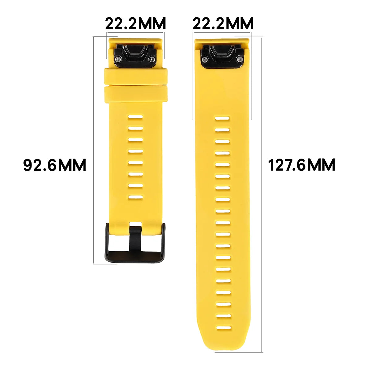Silikonarmband für Garmin QuickFit 22 mm, Bizon Strap Watch Silicone Plus, Gelb