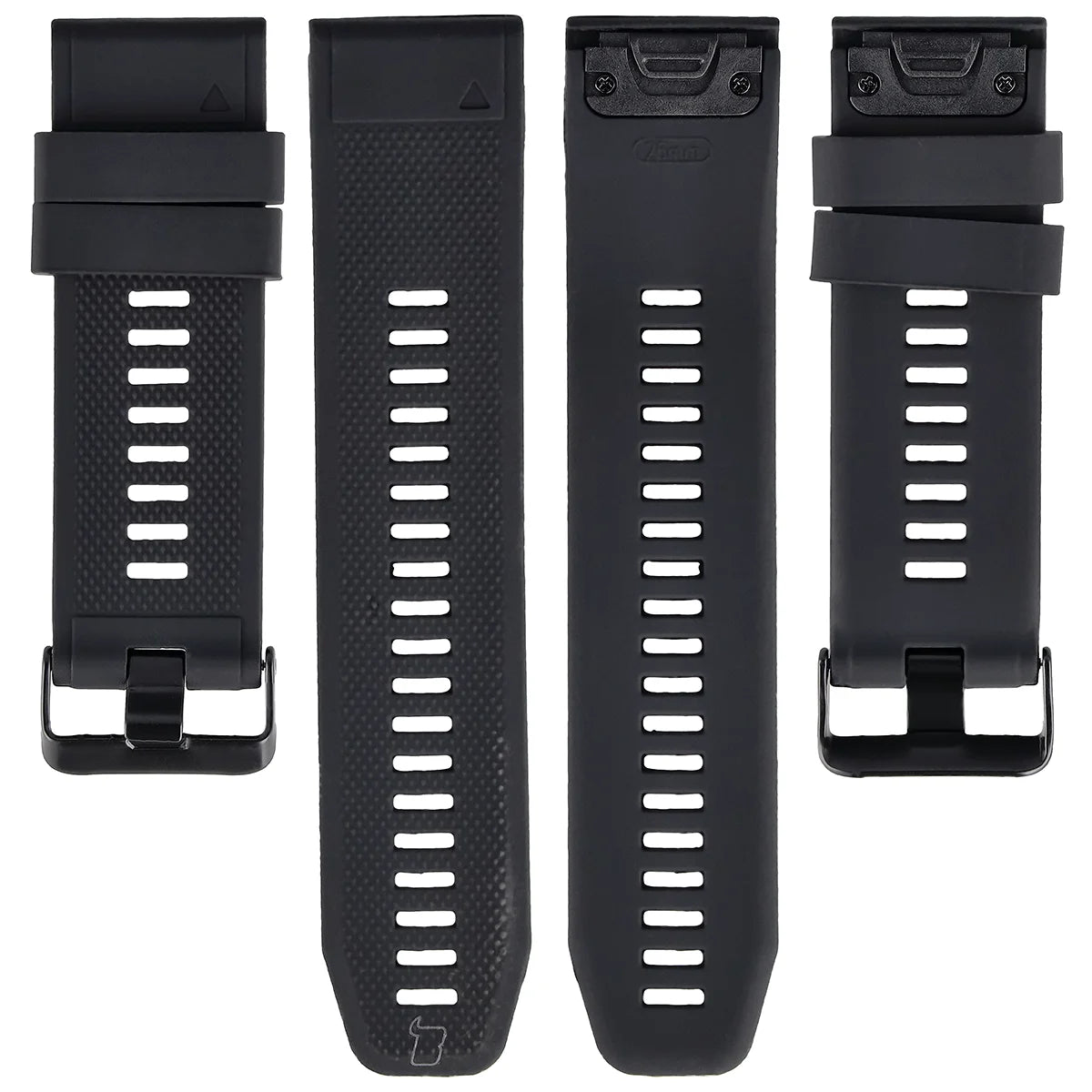 Silikonarmband für Garmin QuickFit 26 mm, Bizon Strap Watch Silicone Plus, Schwarz