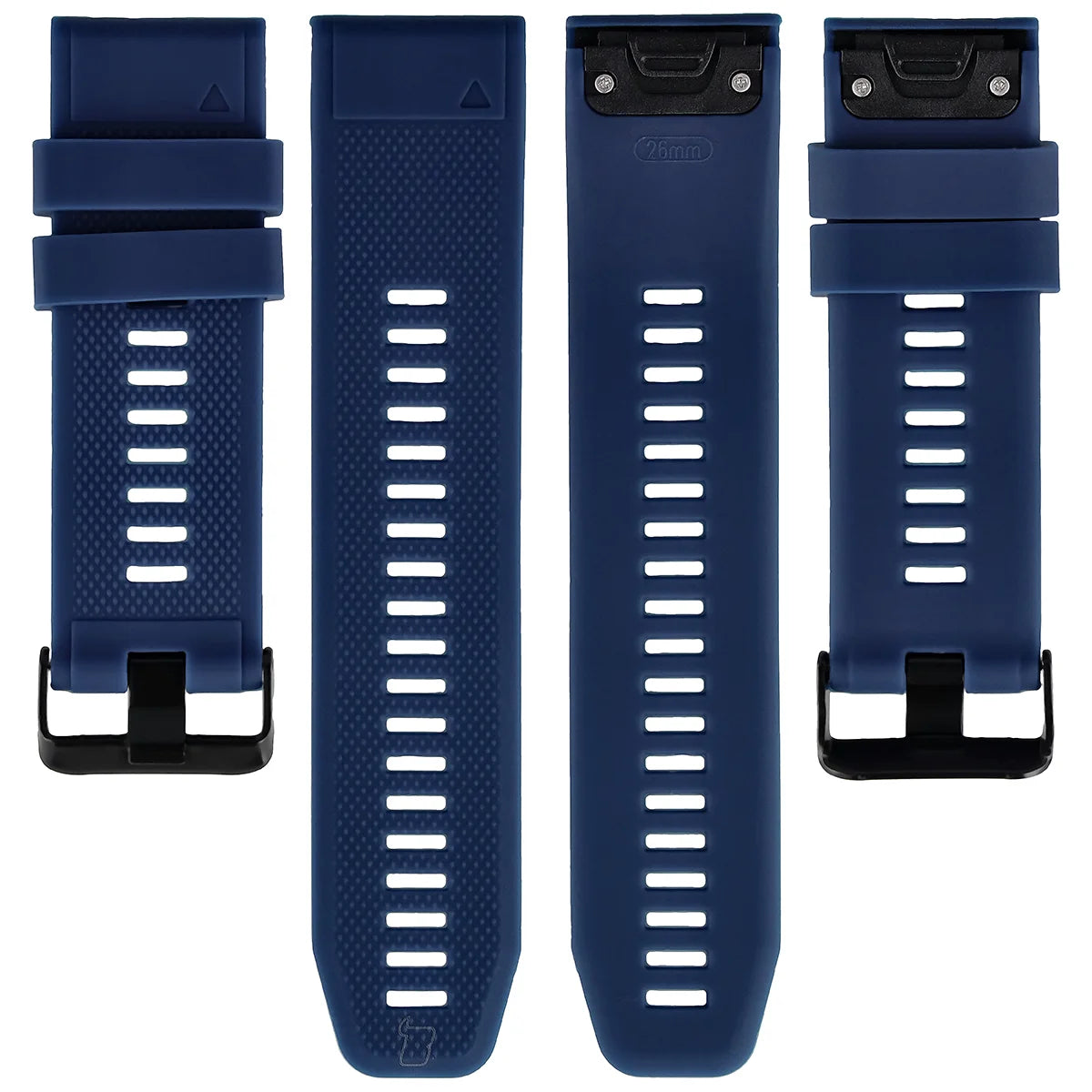 Silikonarmband für Garmin QuickFit 26 mm, Bizon Strap Watch Silicone Plus, Dunkelblau