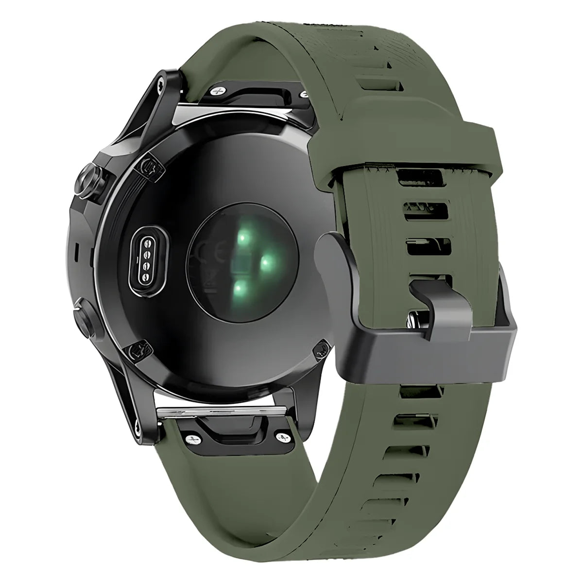 Silikonarmband für Garmin QuickFit 26 mm, Bizon Strap Watch Silicone Plus, Dunkelgrün