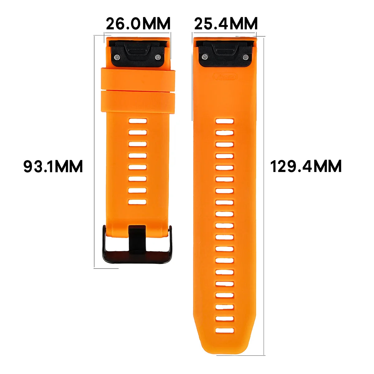 Silikonarmband für Garmin QuickFit 26 mm, Bizon Strap Watch Silicone Plus, Orange