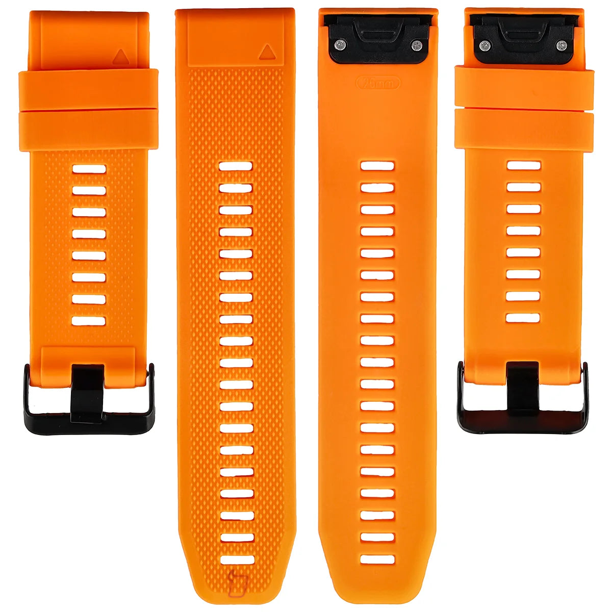 Silikonarmband für Garmin QuickFit 26 mm, Bizon Strap Watch Silicone Plus, Orange