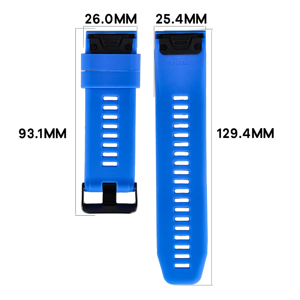 Silikonarmband für Garmin QuickFit 26 mm, Bizon Strap Watch Silicone Plus, Saphirblau