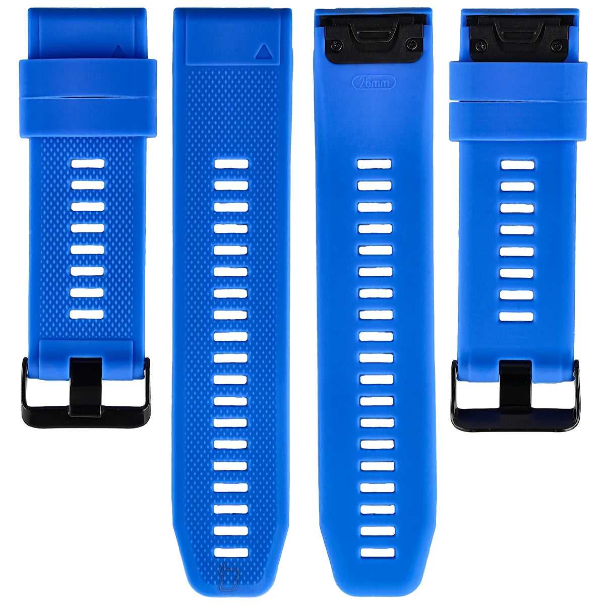 Silikonarmband für Garmin QuickFit 26 mm, Bizon Strap Watch Silicone Plus, Saphirblau