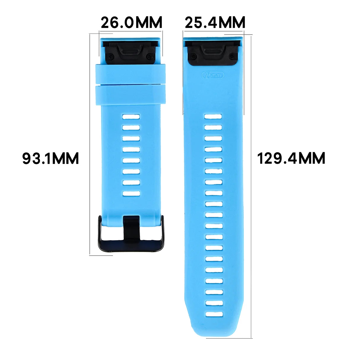 Silikonarmband für Garmin QuickFit 26 mm, Bizon Strap Watch Silicone Plus, Blau