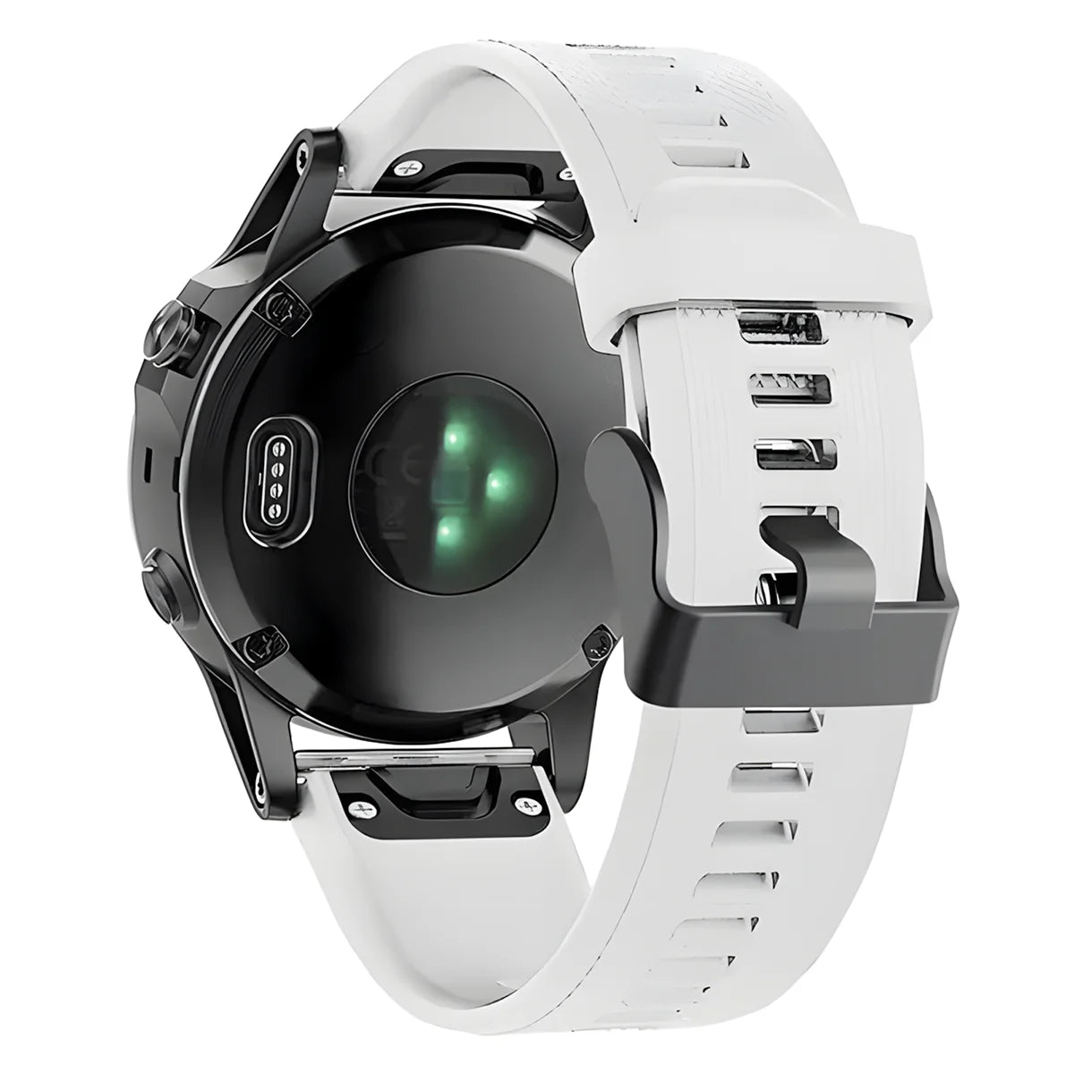 Silikonarmband für Garmin QuickFit 26 mm, Bizon Strap Watch Silicone Plus, Weiß