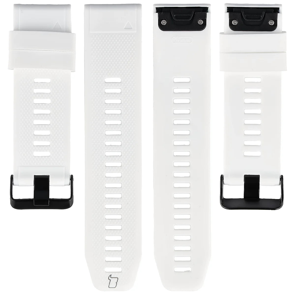 Silikonarmband für Garmin QuickFit 26 mm, Bizon Strap Watch Silicone Plus, Weiß
