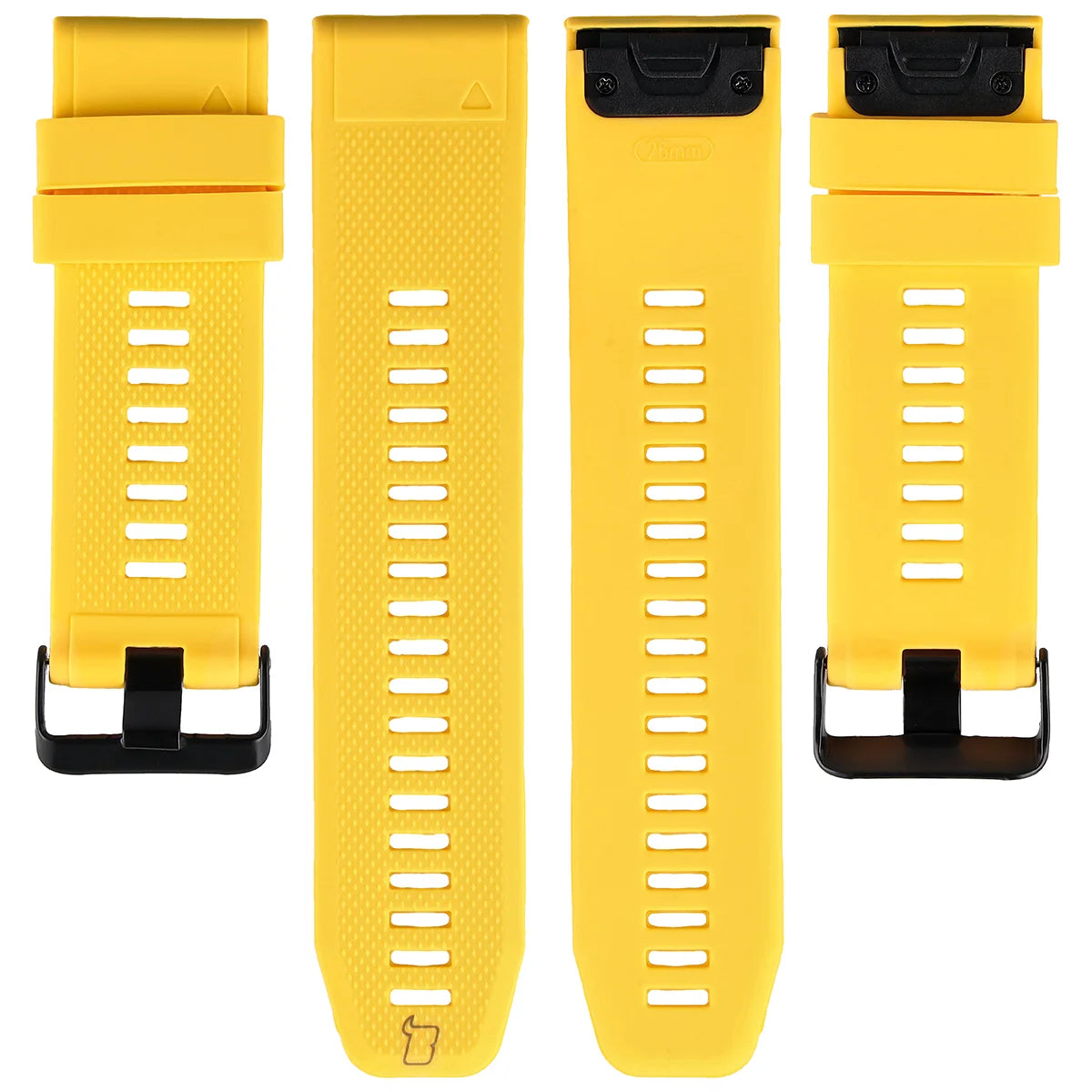 Silikonarmband für Garmin QuickFit 26 mm, Bizon Strap Watch Silicone Plus, Gelb