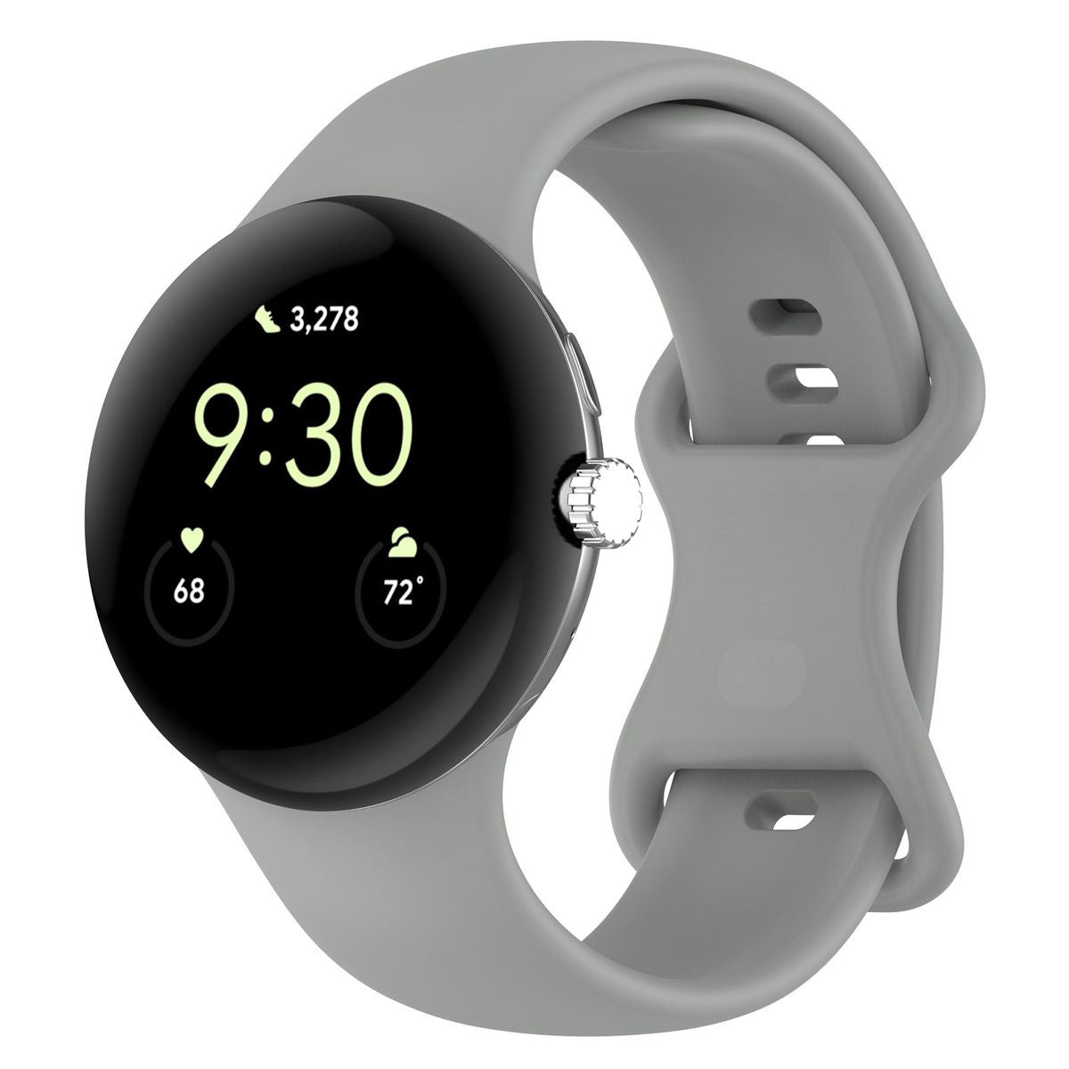 Armband für Google Pixel Watch 3 (45mm), Bizon Strap Watch Silicone S, Grau